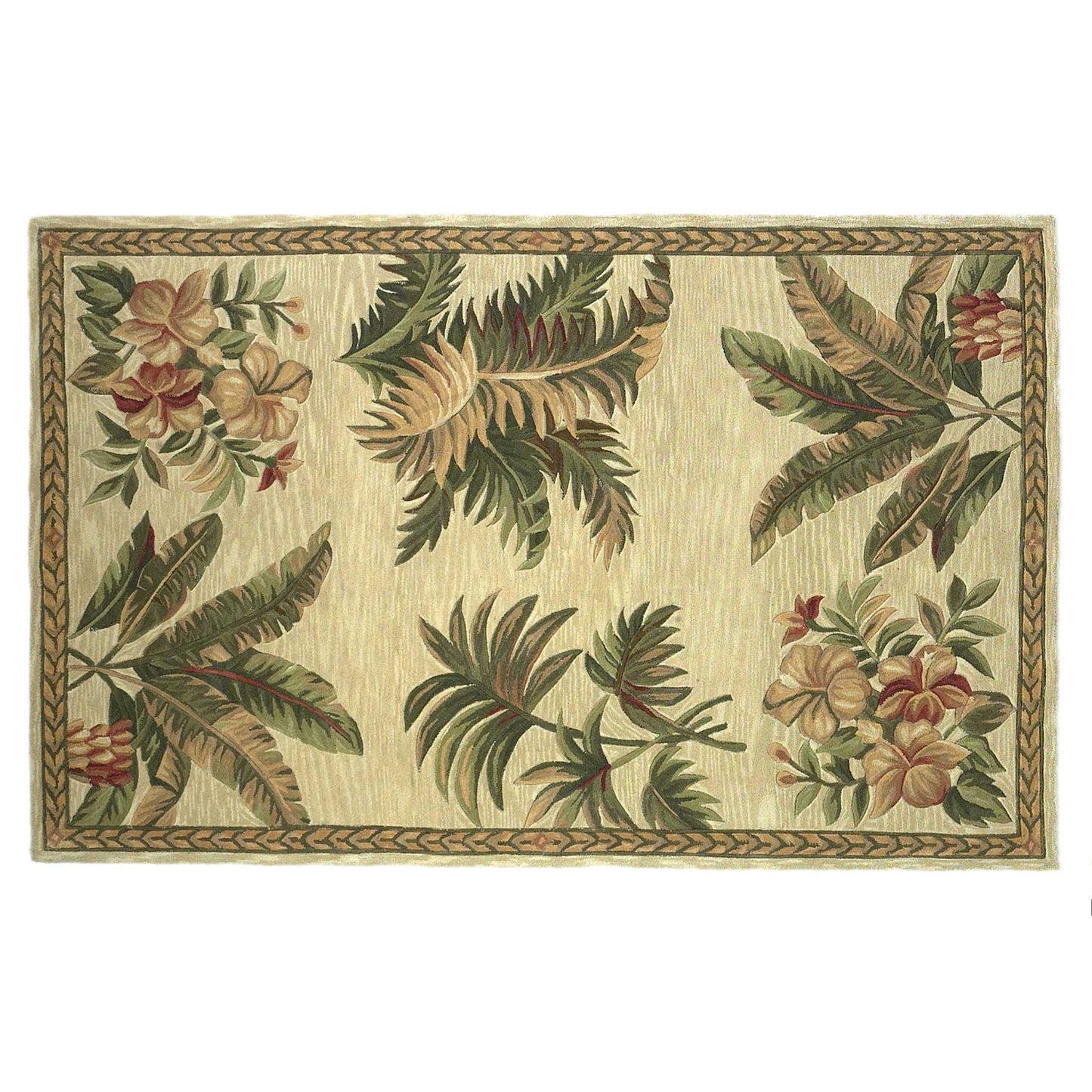 10' Ivory Hand Tufted Tropical Indoor Runner Rug