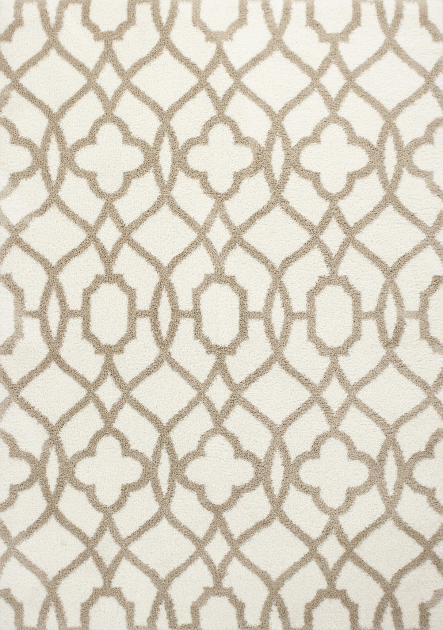 3'X5' Ivory Beige Trellis Machine Woven Microfiber Indoor Area Rug