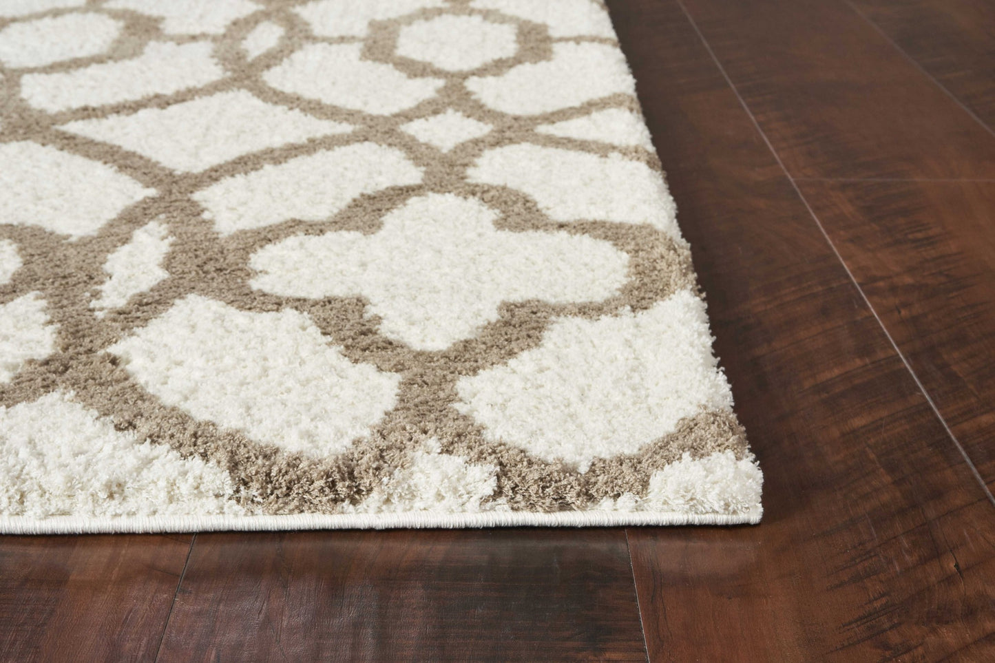 3'X5' Ivory Beige Trellis Machine Woven Microfiber Indoor Area Rug
