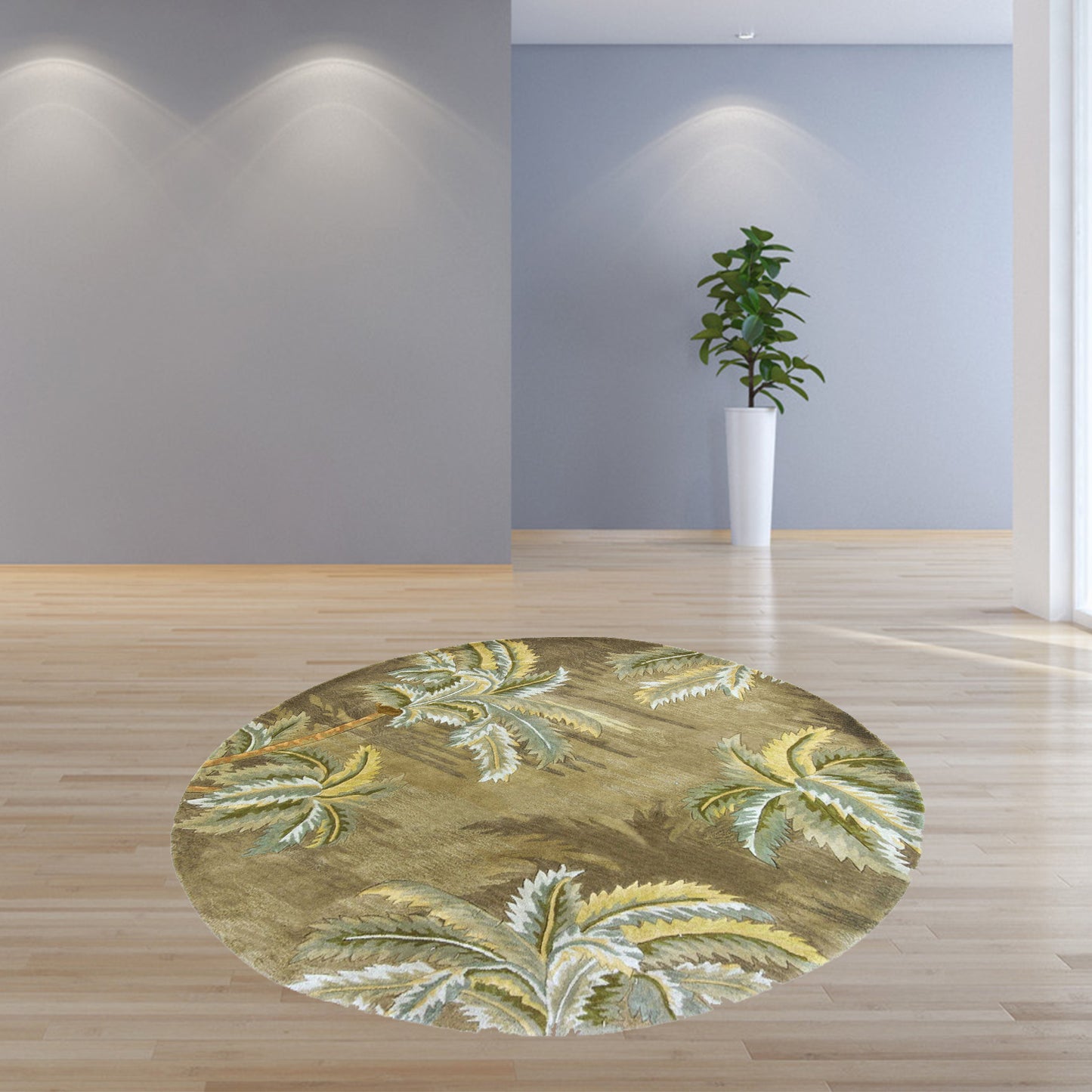 5' Round Wool Moss Area Rug