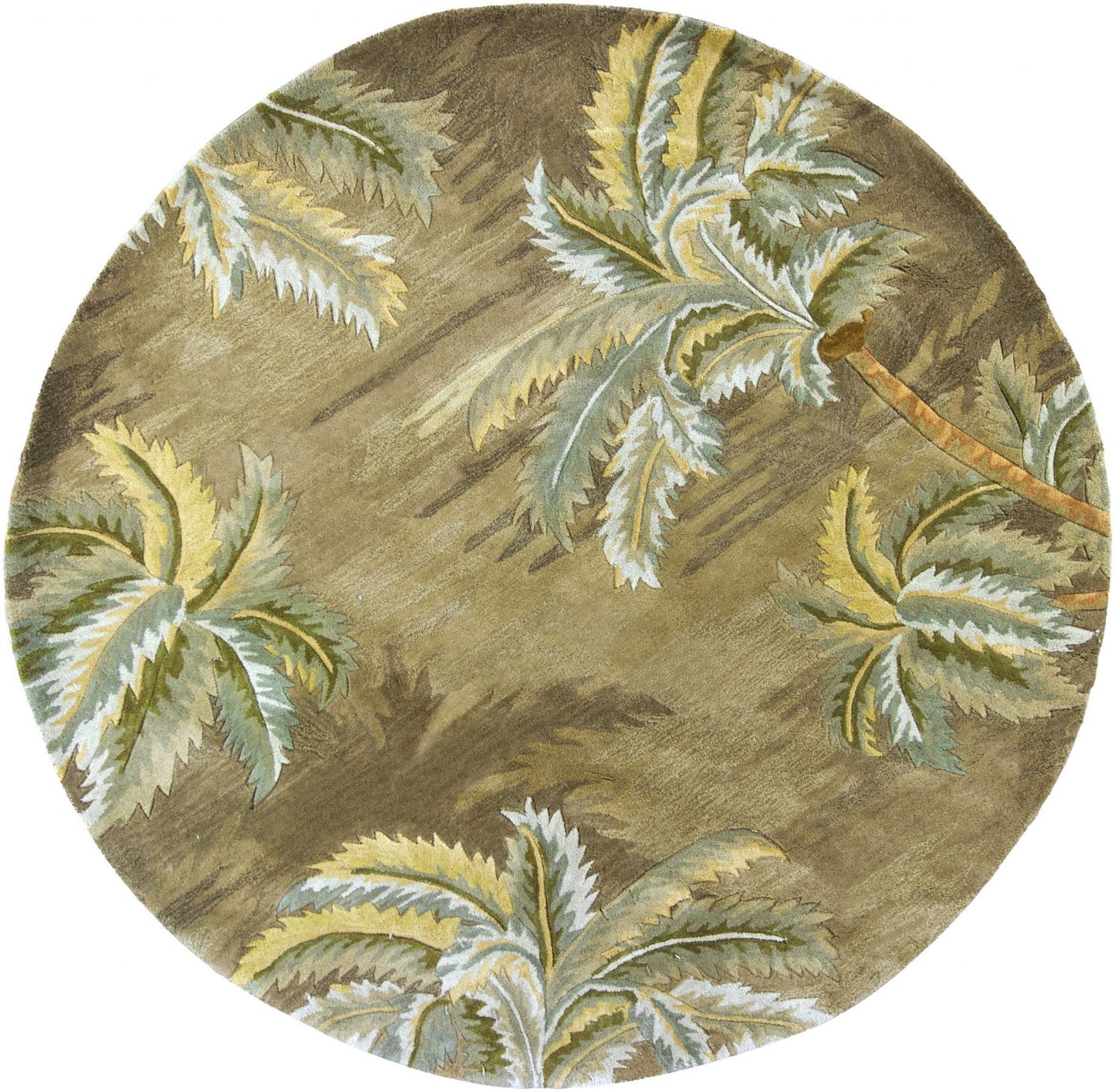 5' Round Wool Moss Area Rug