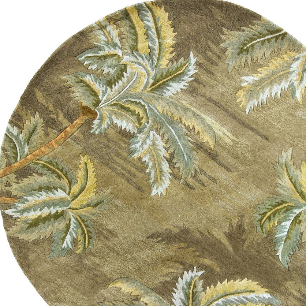 5' Round Wool Moss Area Rug
