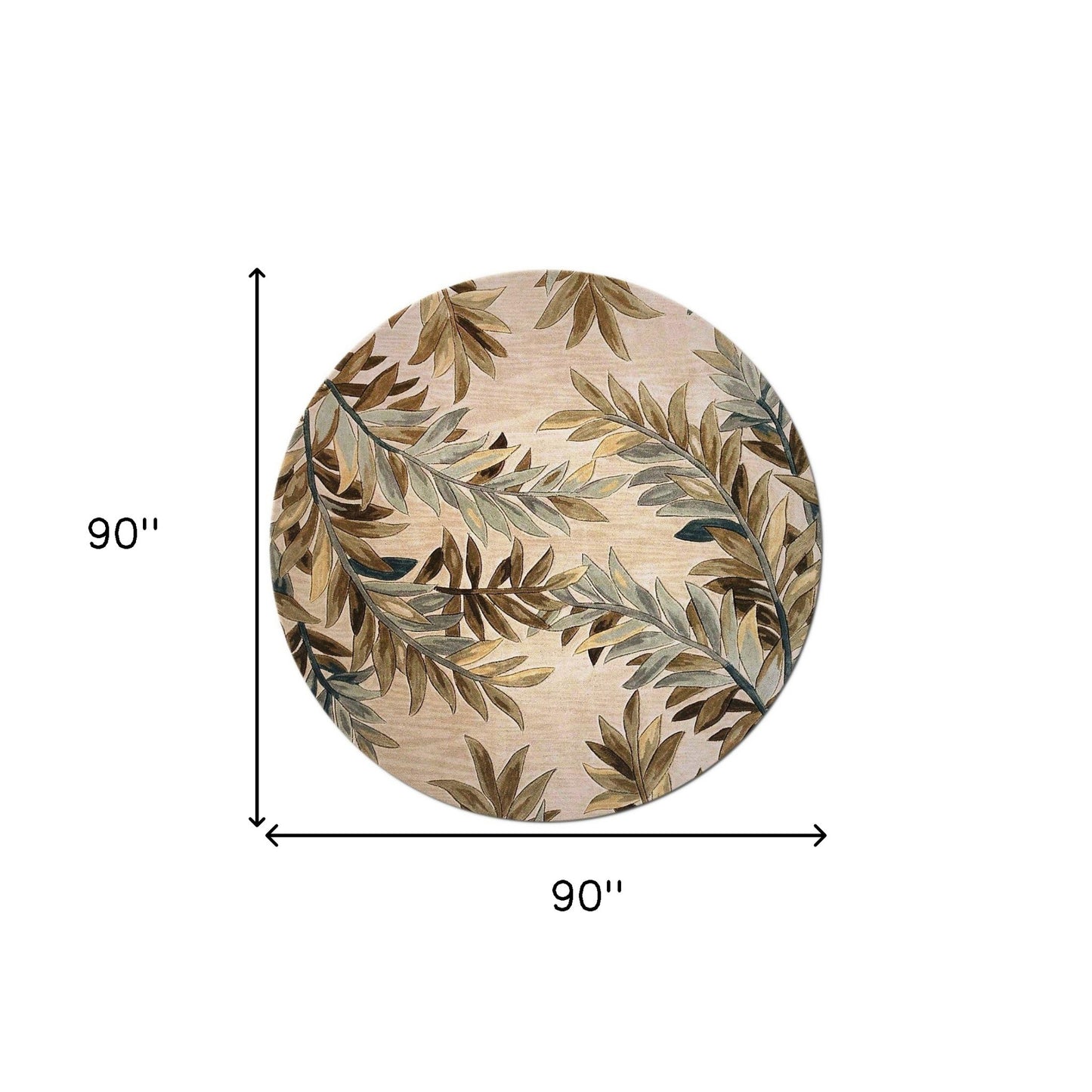 7' Round Wool Ivory Area Rug