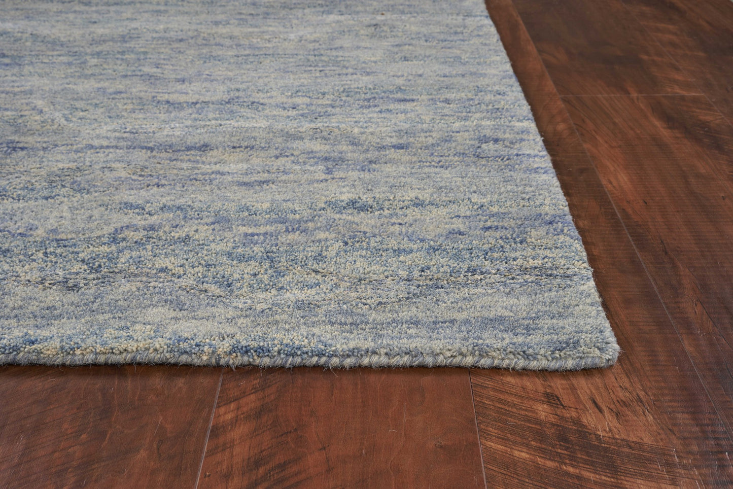 7 X 9 Wool And Viscose Ocean Blue Area Rug