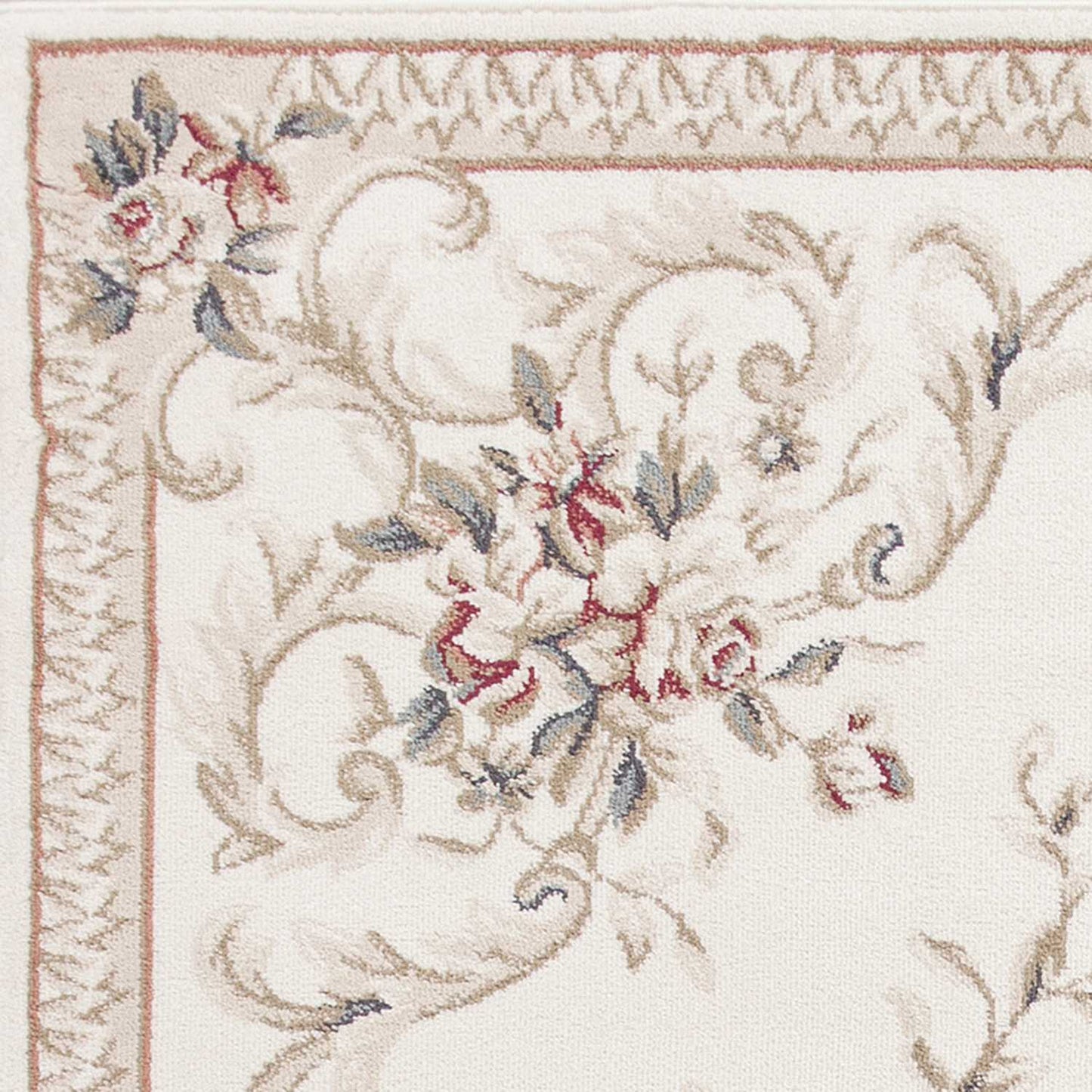 5'X8' Ivory Bordered Floral Indoor Area Rug