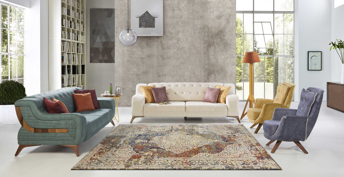 9' X 13' Polypropylene Multi Area Rug