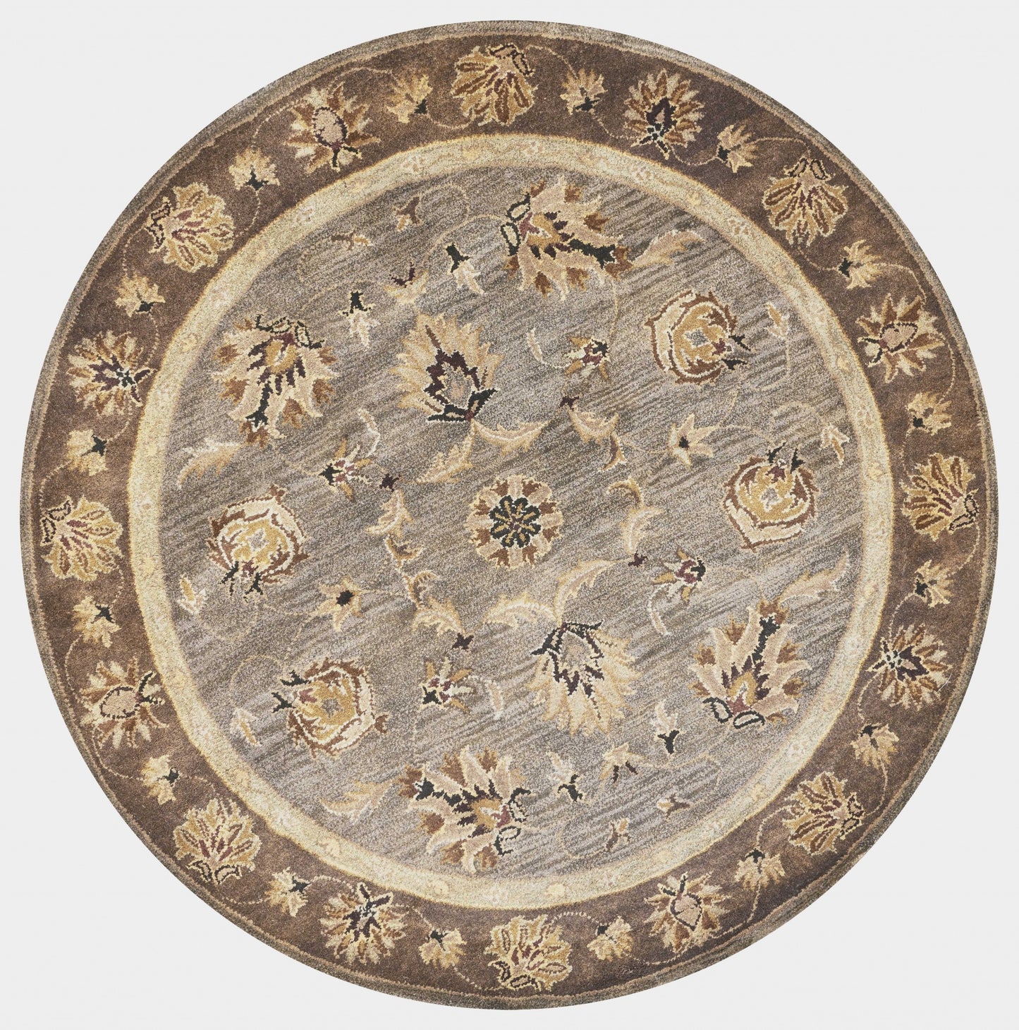 8'X11' Grey Mocha Hand Tufted Traditional Floral Indoor Area Rug