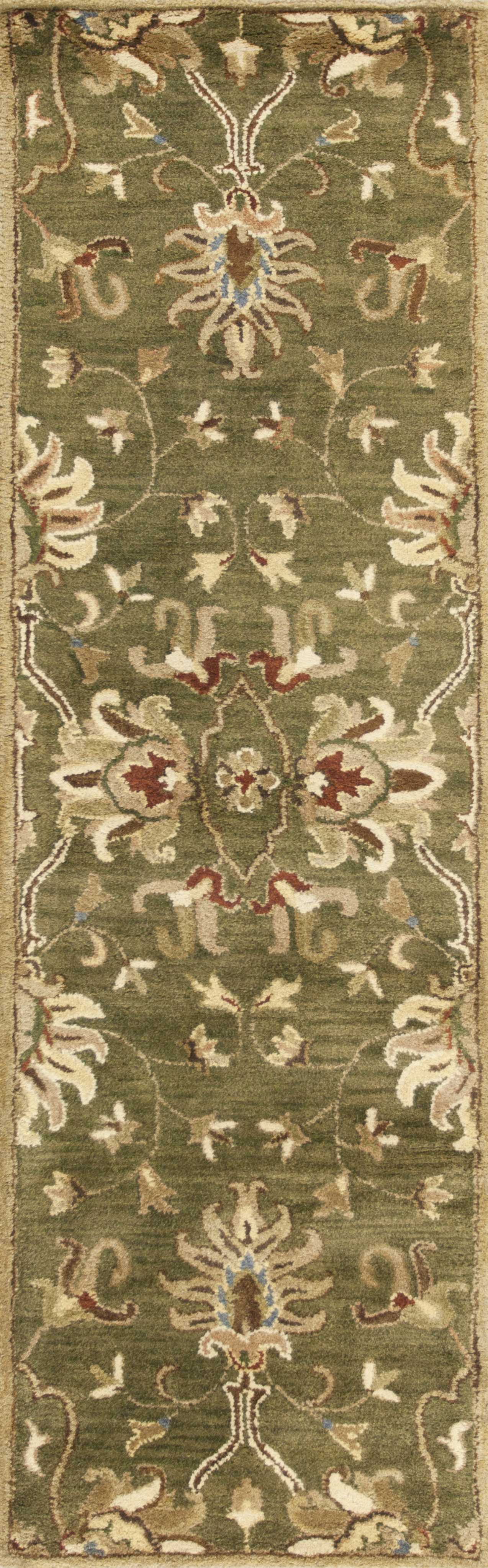 3'X5' Emerald Green Hand Tufted Wool Traditional Floral Indoor Area Rug