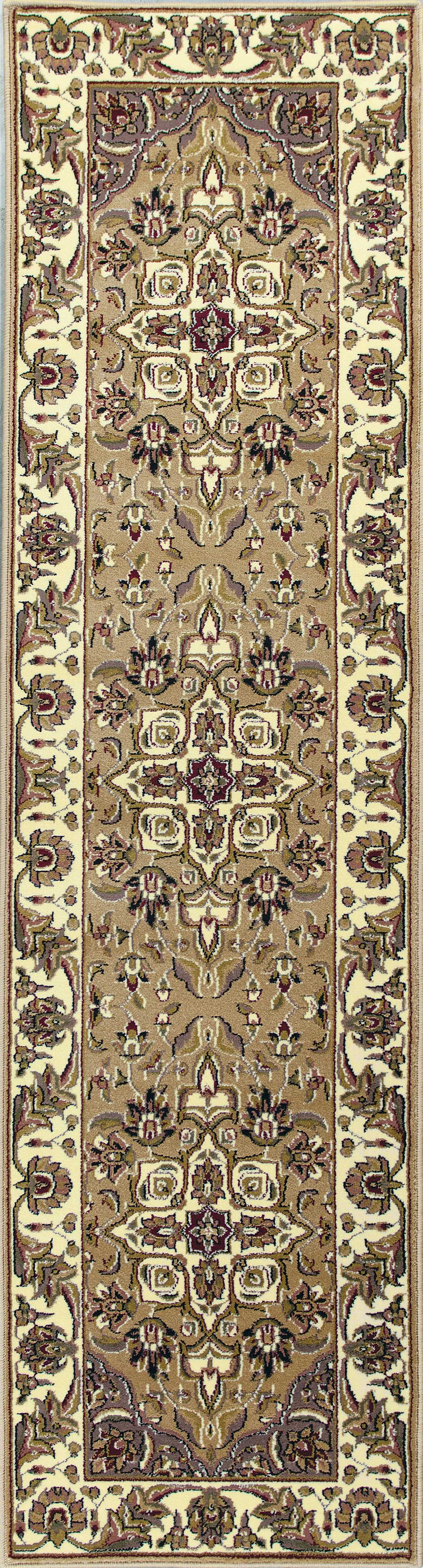5'X8' Beige Ivory Machine Woven Floral Medallion Indoor Area Rug