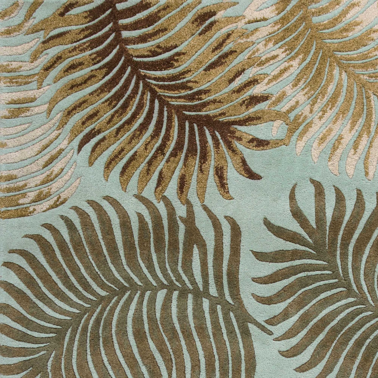 7' Round Wool Aqua Area Rug
