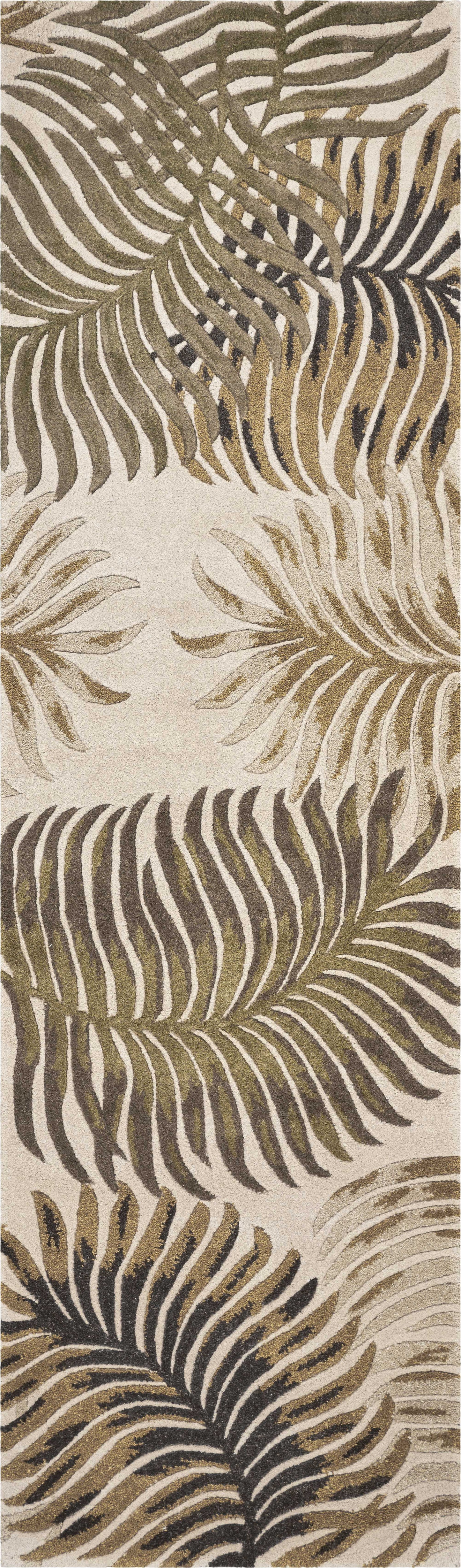 3'X5' Natural Beige Hand Tufted Tropical Leaves Indoor Area Rug