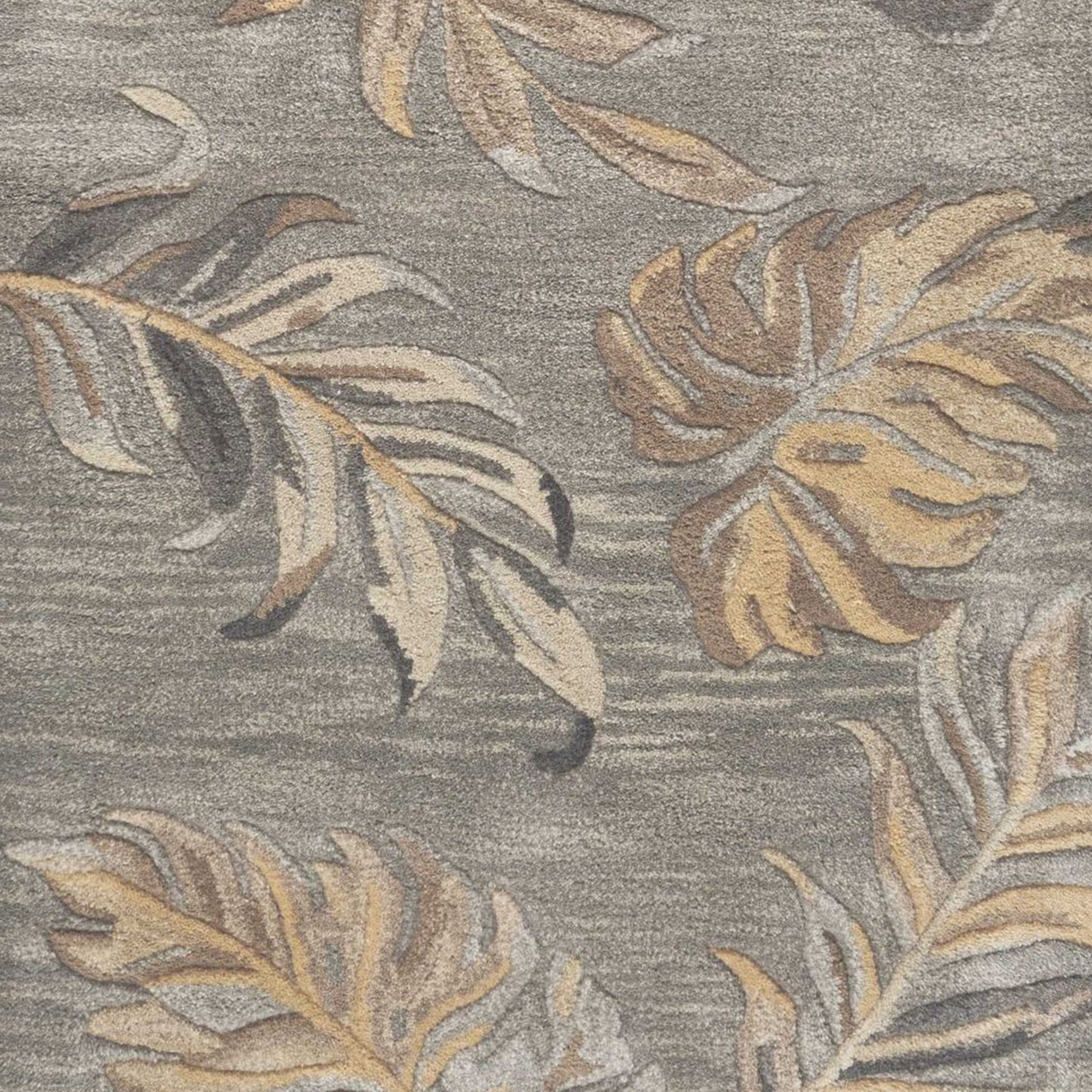 5'X8' Grey Hand Tufted Tropical Palms Indoor Area Rug