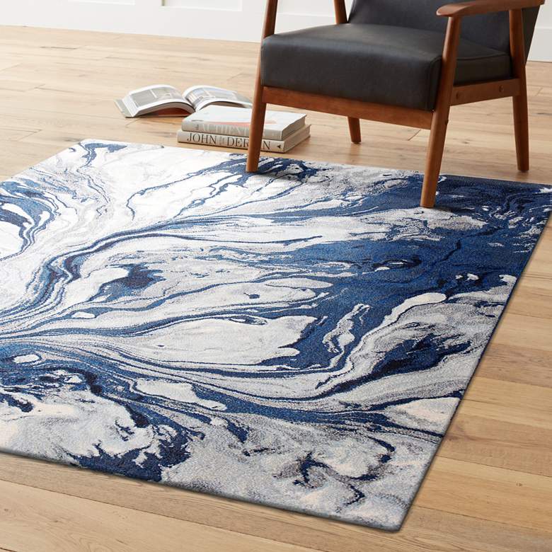 7' X 10' Polypropylene Blue Area Rug
