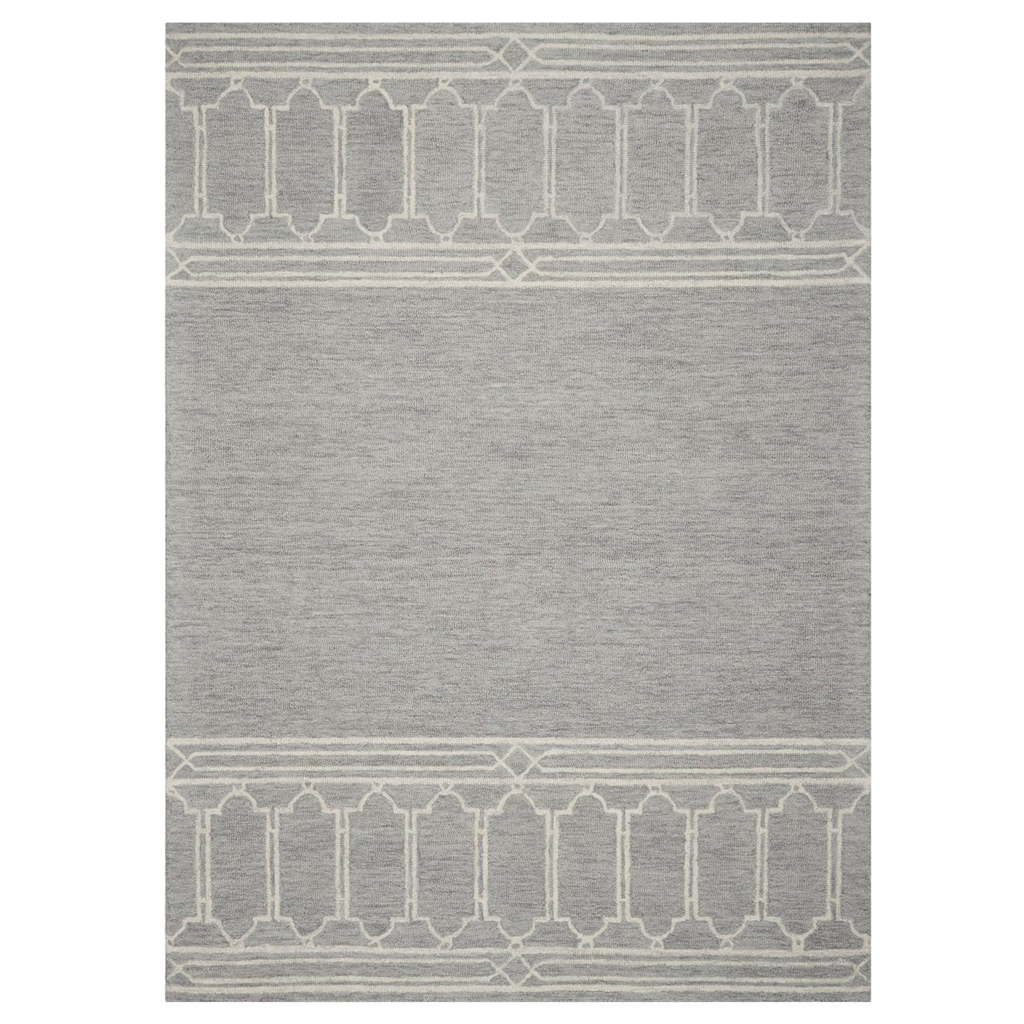 5' X 7' Grey Geometric Pattern Wool Indoor Area Rug