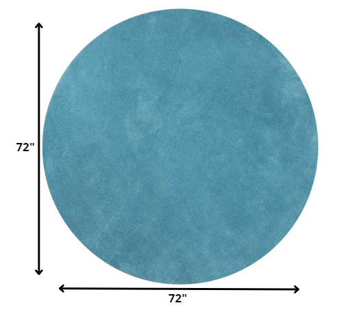 8' Round Polyester Highlighter Blue Area Rug
