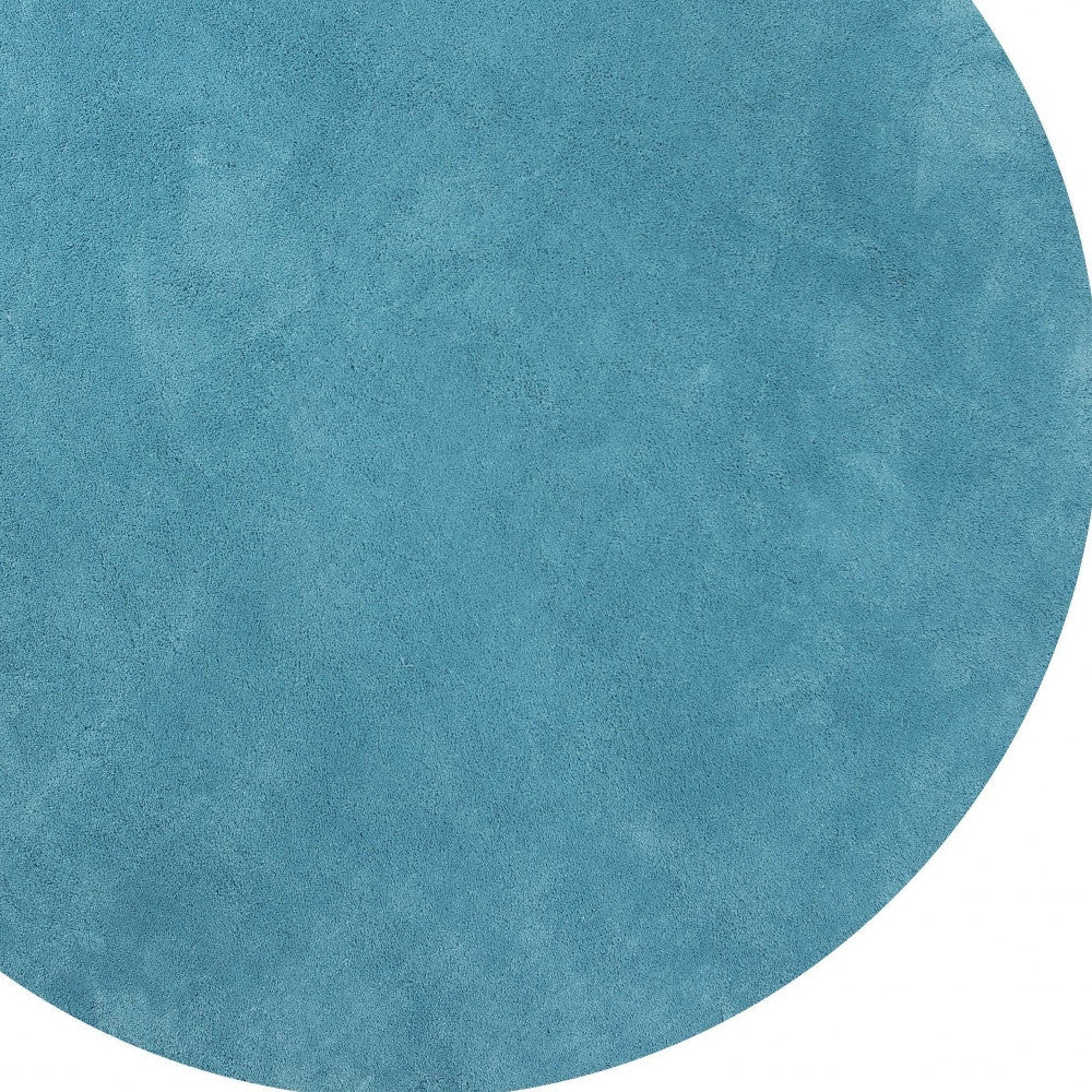 8' Round Polyester Highlighter Blue Area Rug