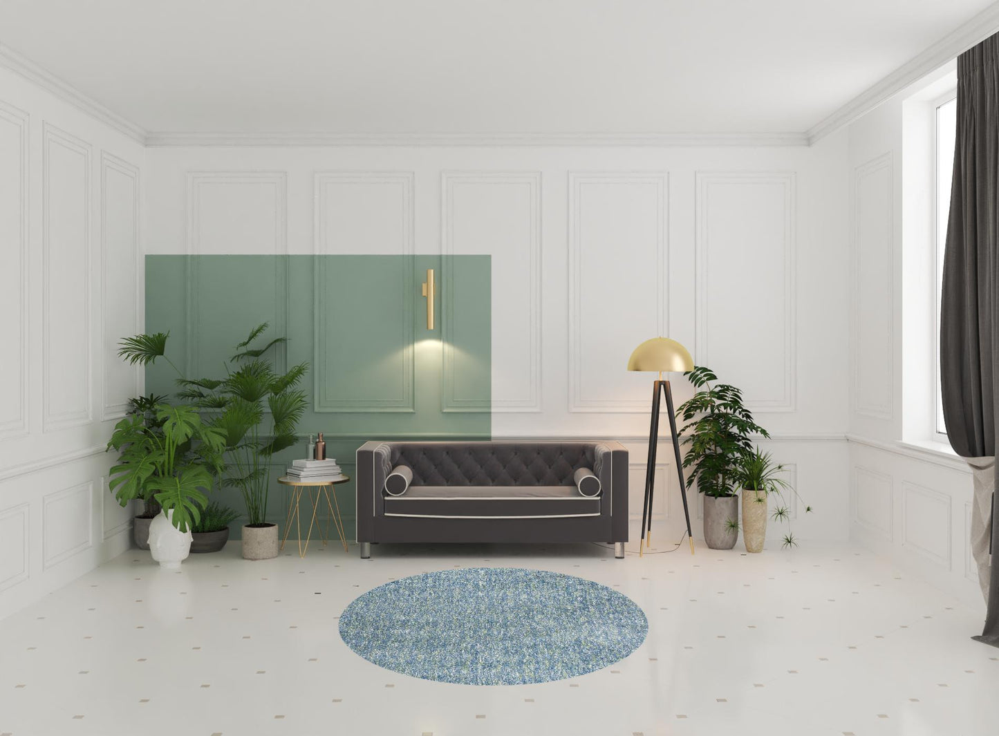 8' Round Polyester Seafoam Heather Area Rug