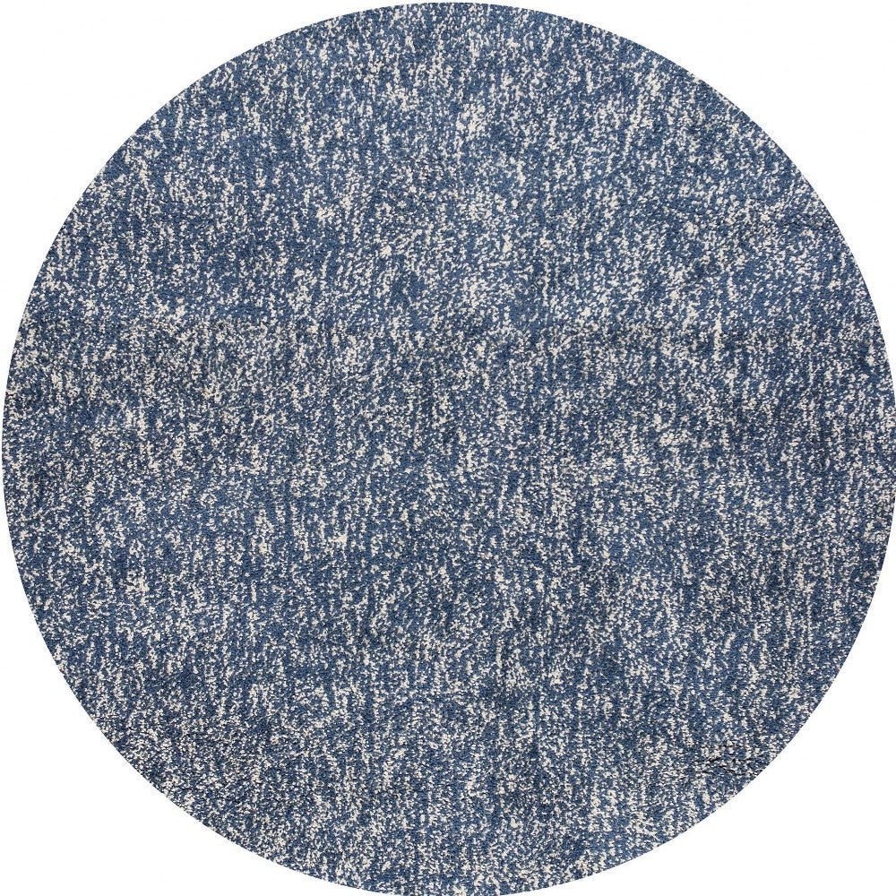 8' Indigo Or Ivory Heather Plain Runner Rug