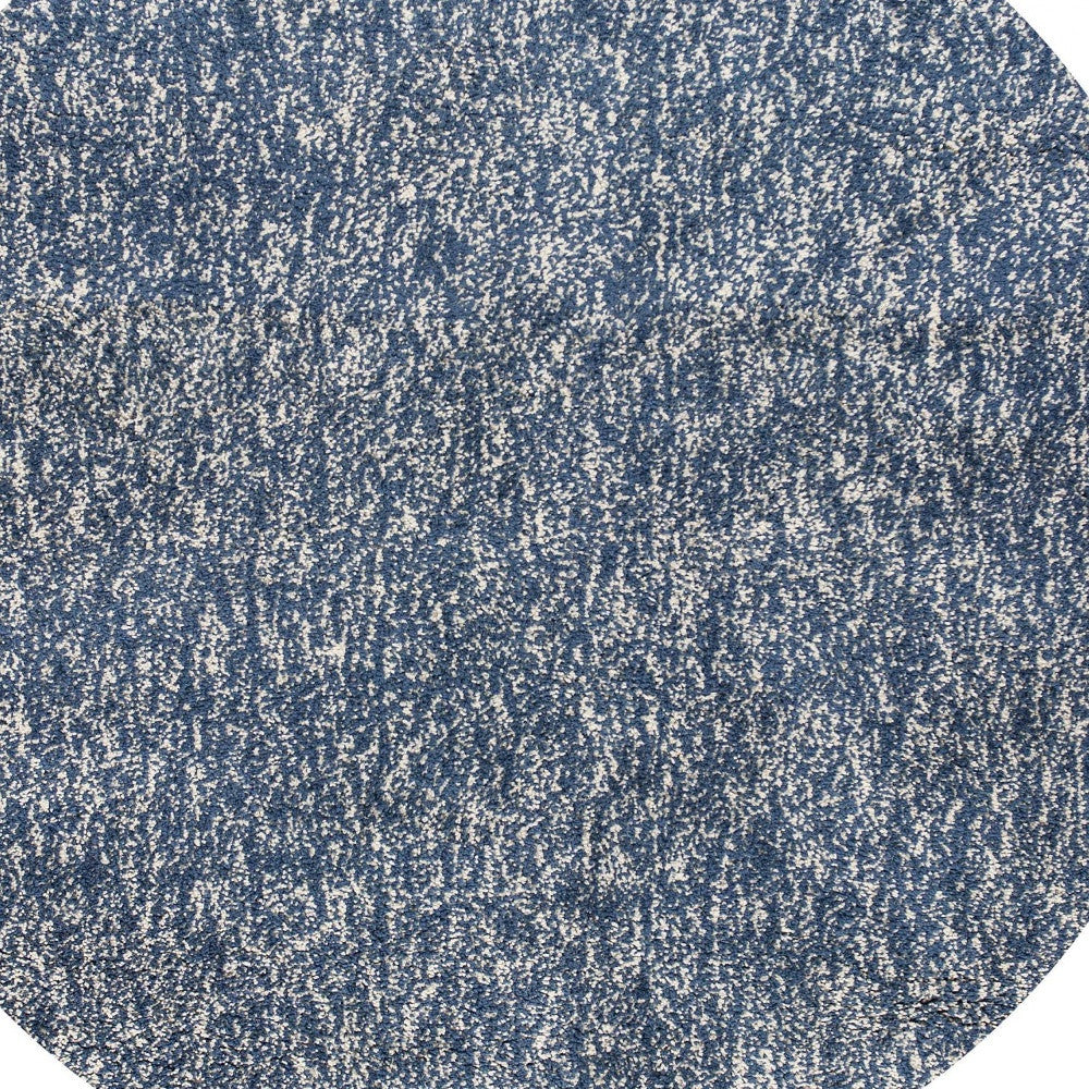 8' Indigo Or Ivory Heather Plain Runner Rug