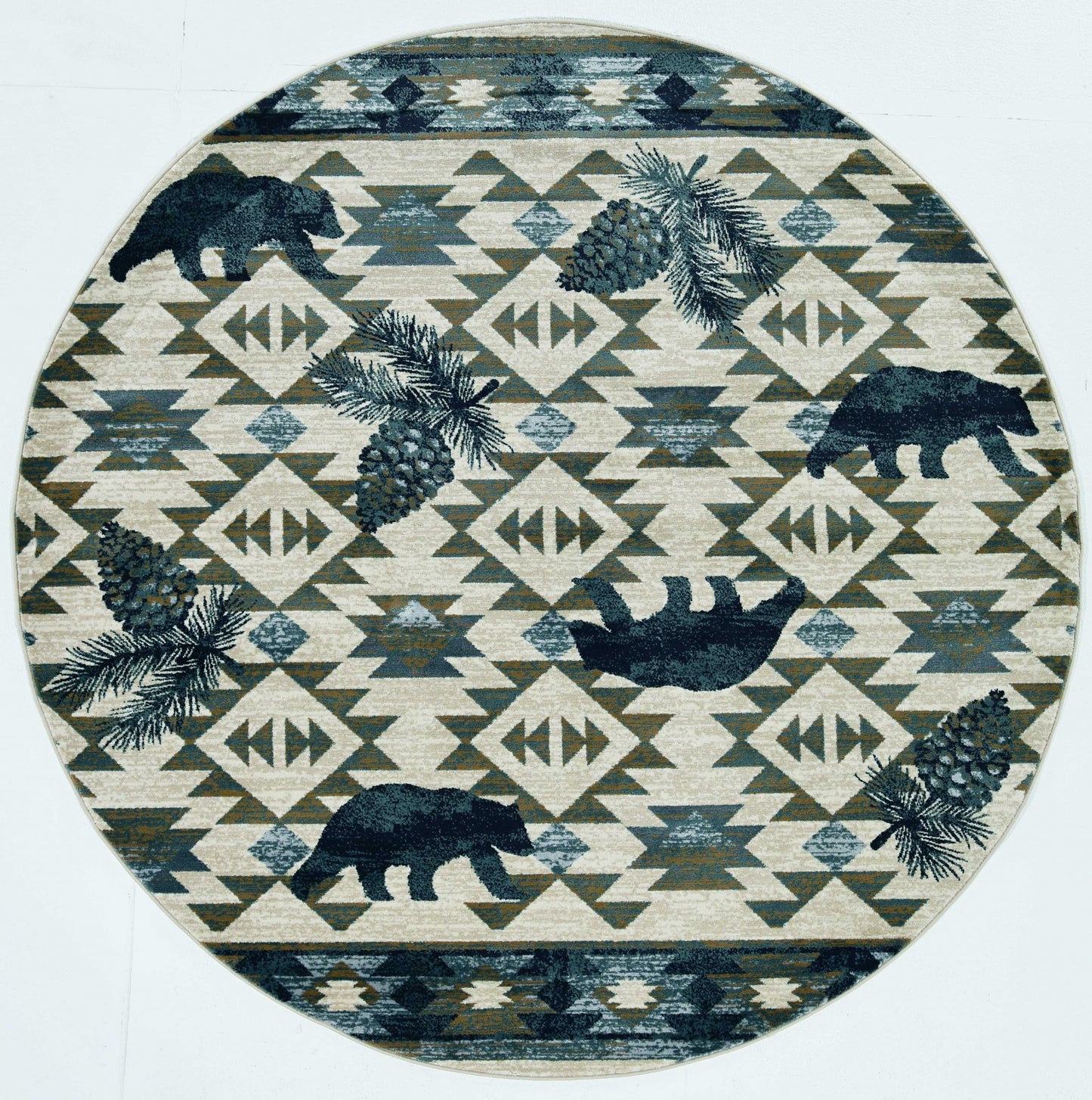 5' X 8' Ivory Or Blue Lodge Area Rug