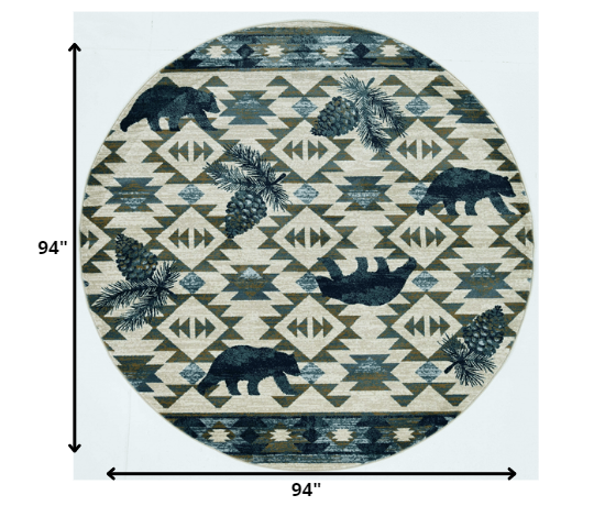 5' X 8' Ivory Or Blue Lodge Area Rug