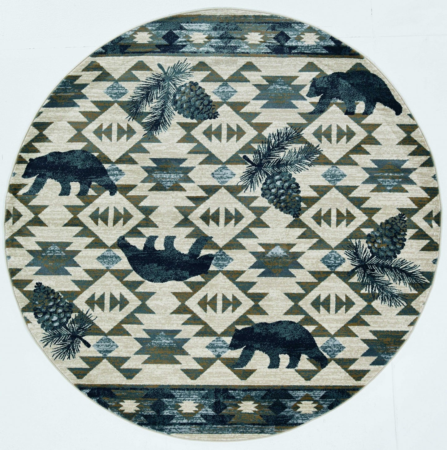 5' X 8' Ivory Or Blue Lodge Area Rug