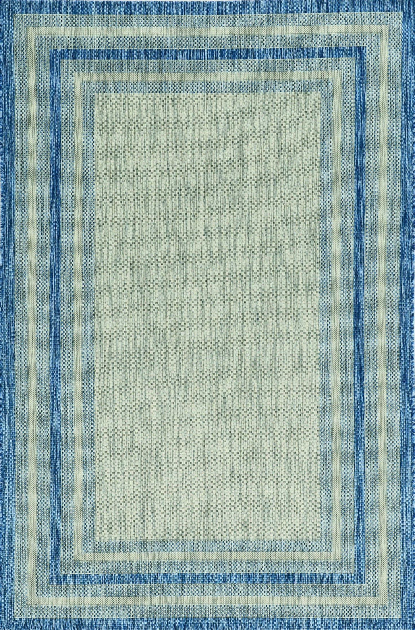 8'X11' Grey Denim Machine Woven Uv Treated Bordered Indoor Outdoor Area Rug