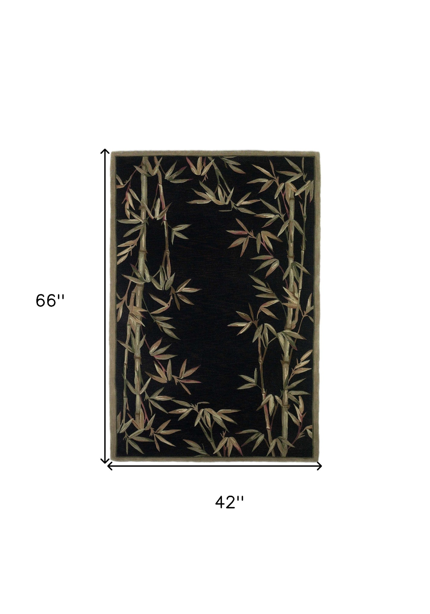 8' X 11' Wool Black And Bamboo Area Rug