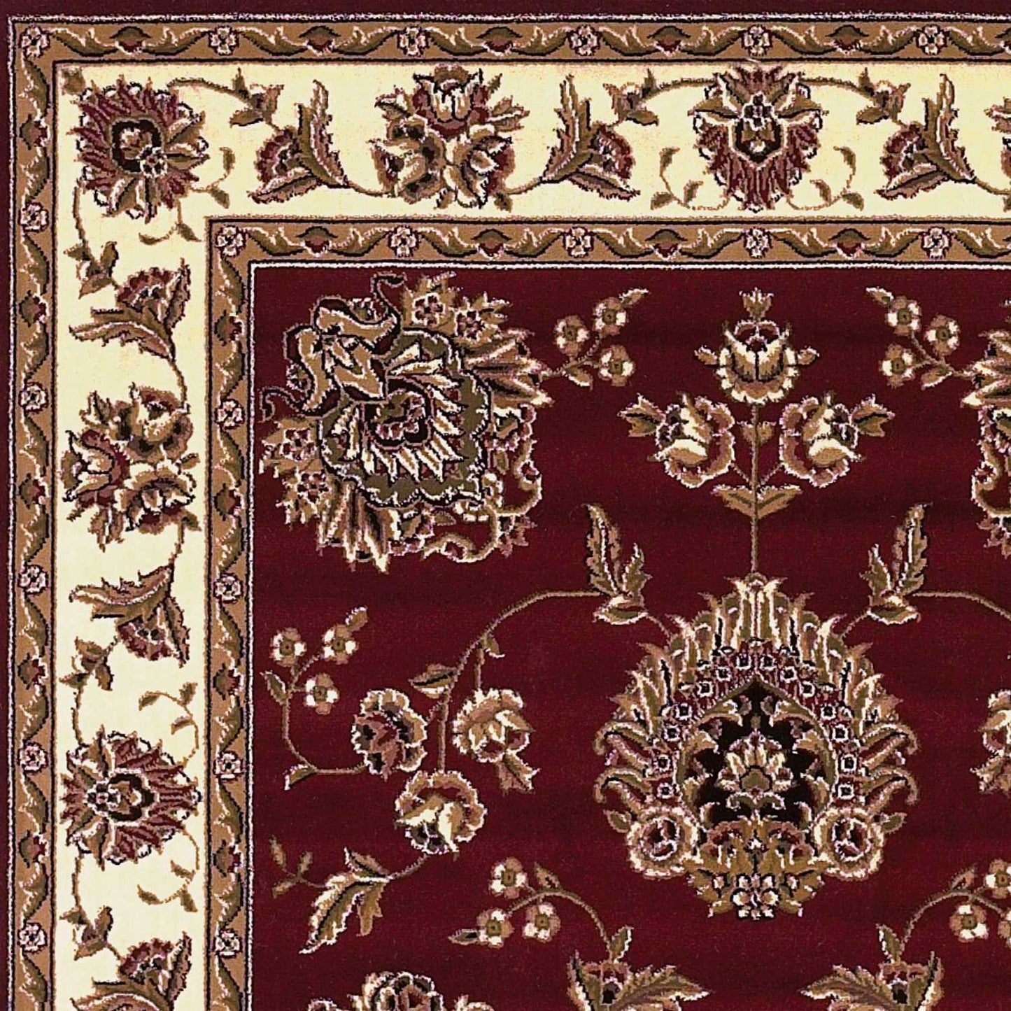 10'X13' Red Ivory Machine Woven Floral Traditional Indoor Area Rug