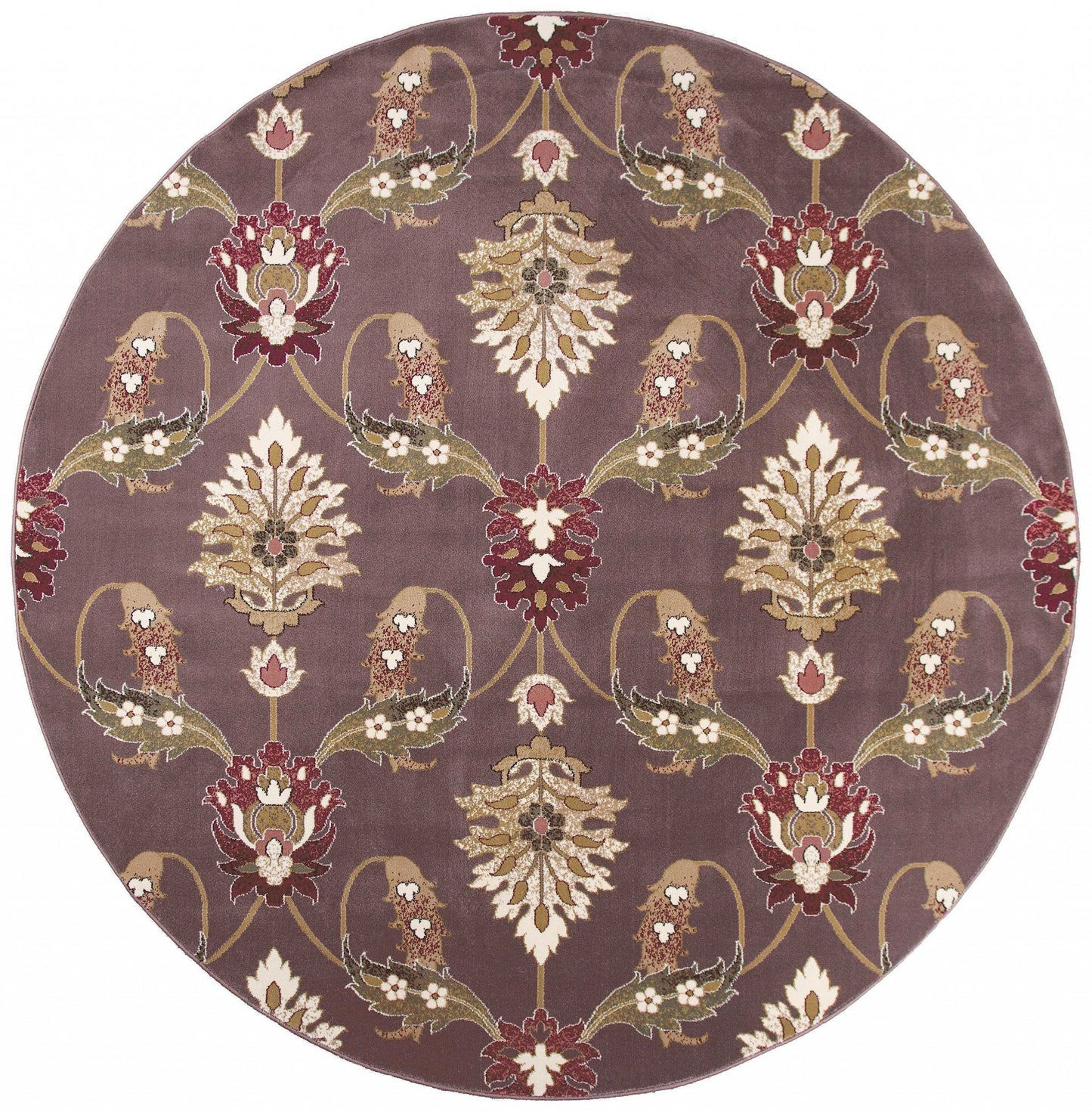 10'X13' Plum Machine Woven Floral Traditional Indoor Area Rug