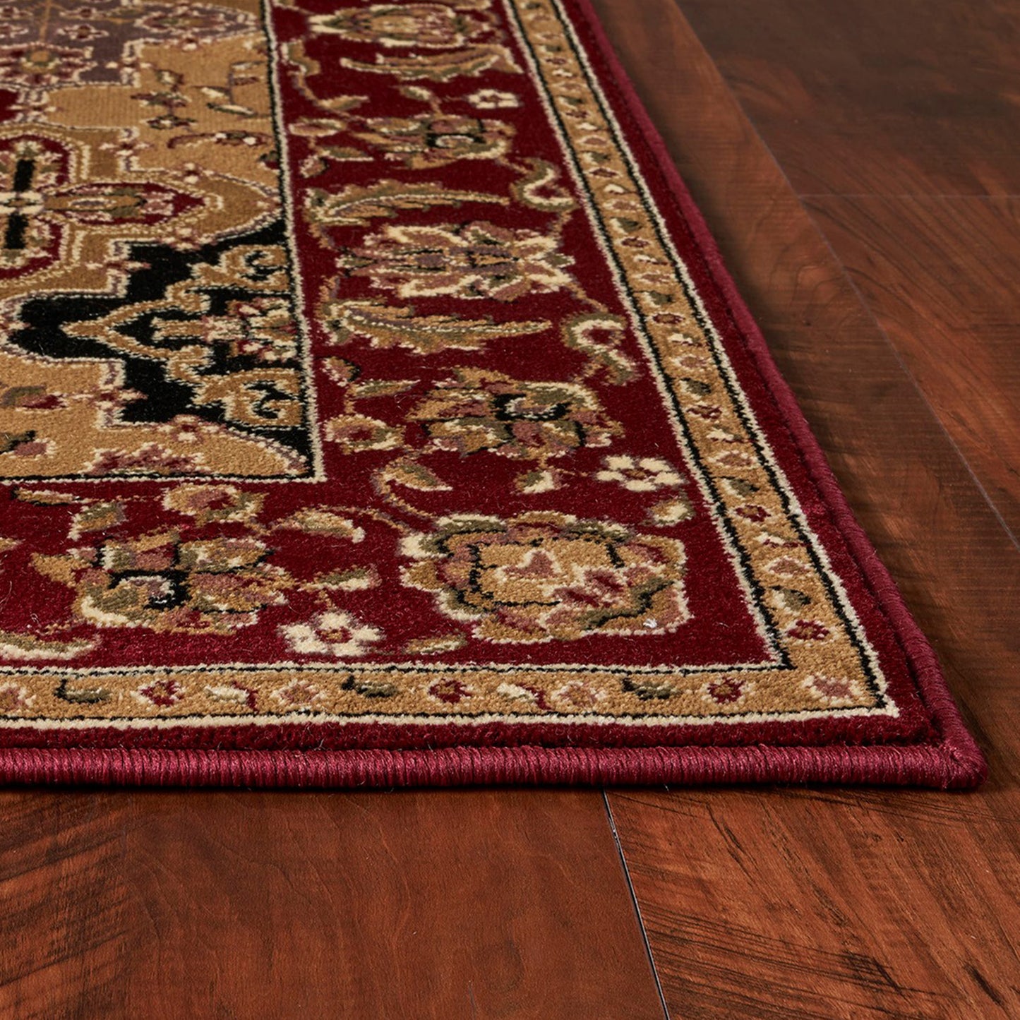 5' X 8' Red Floral Panel Bordered Area Rug