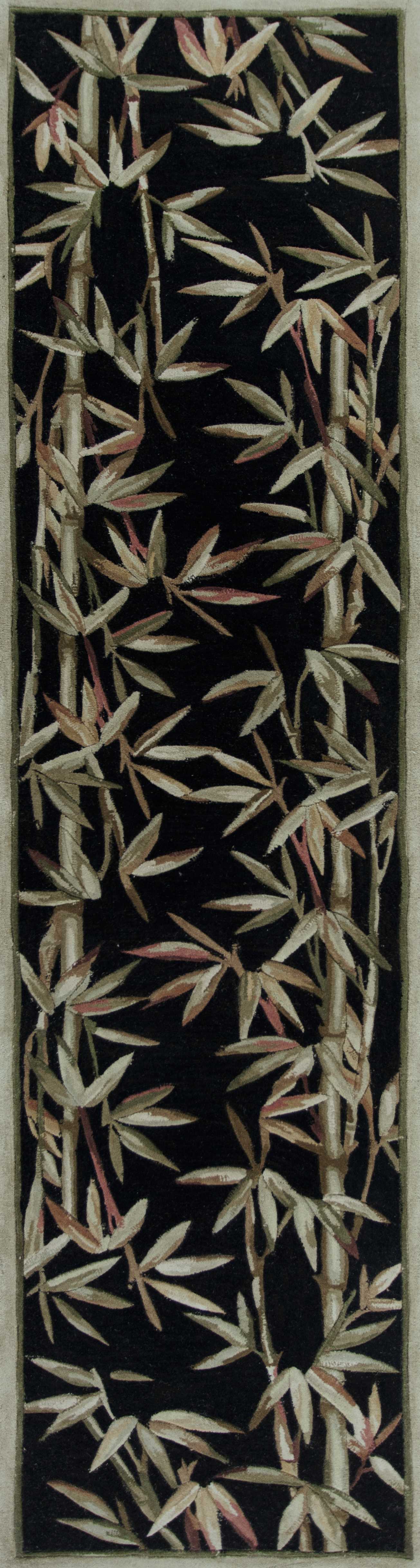 8' X 11' Wool Black And Bamboo Area Rug