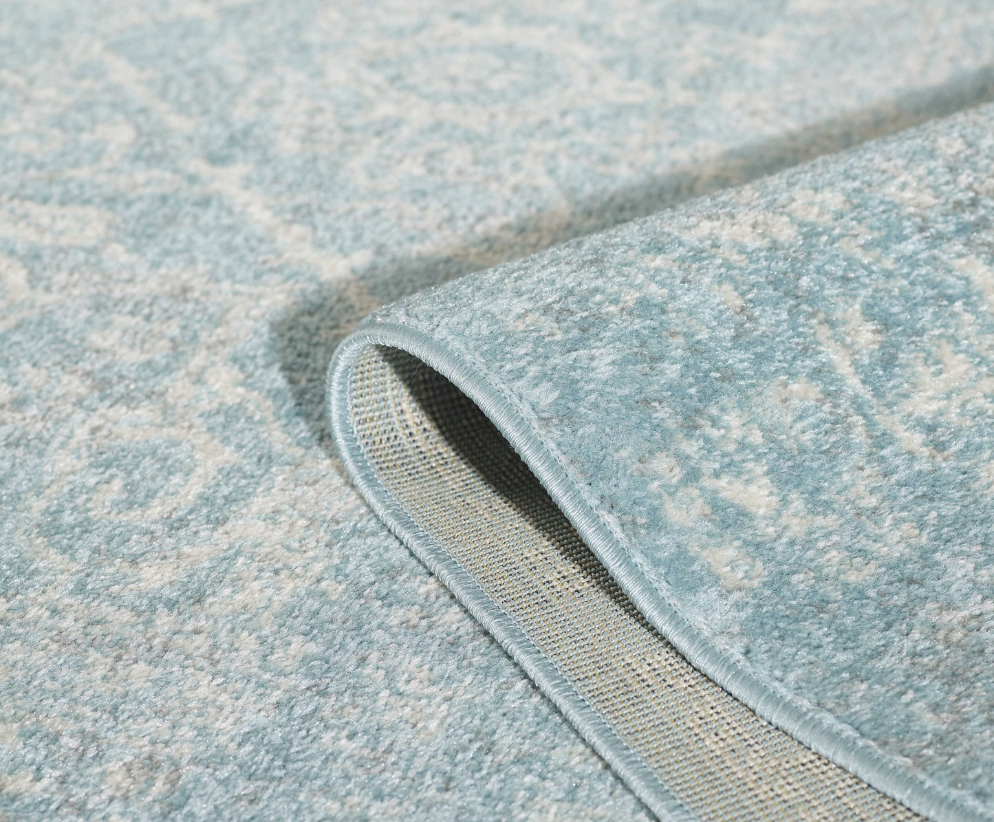 8'X11' Seafoam Green Machine Woven Tropical Plants Indoor Area Rug