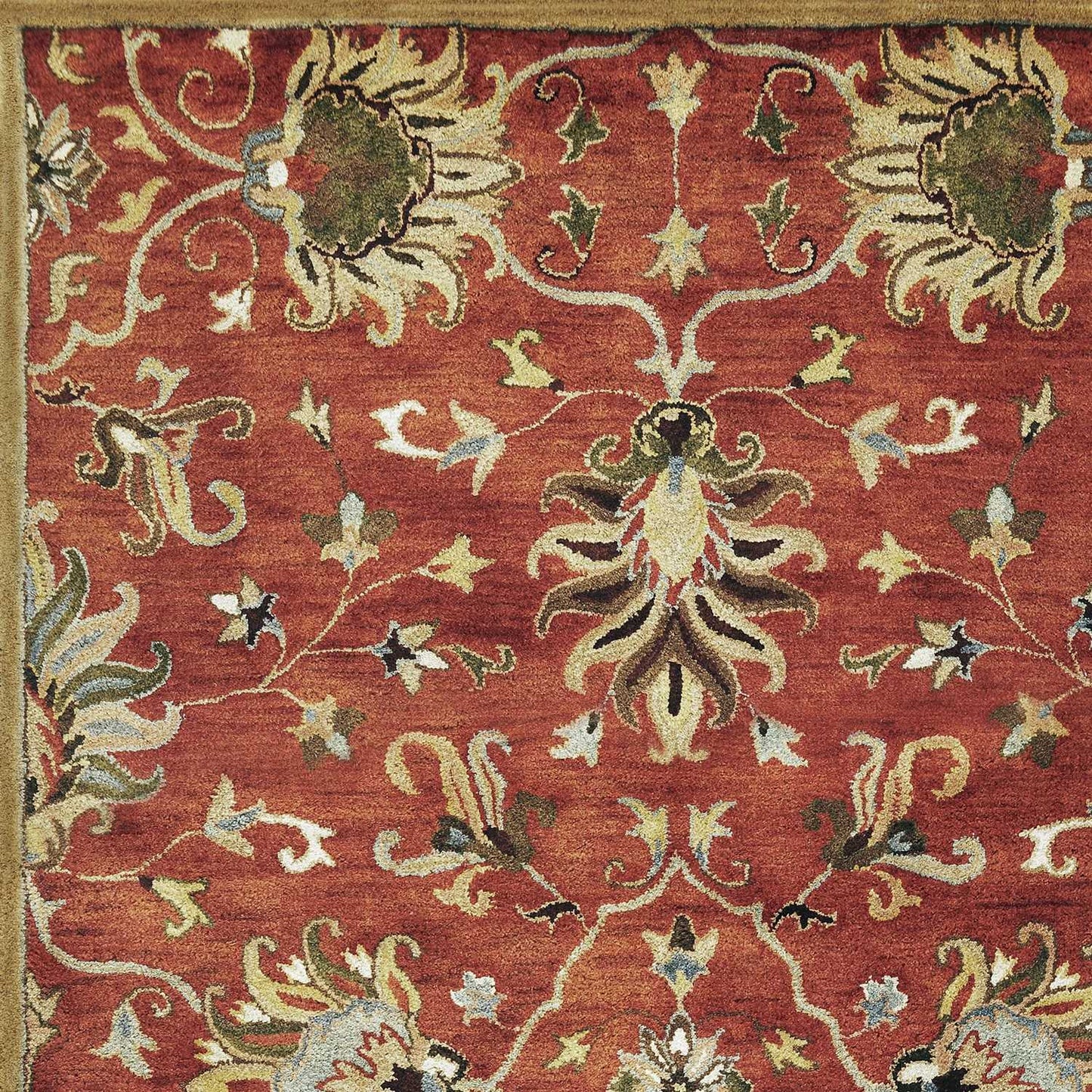 5' Round Blue Or Sage Tropical Leaves Indoor Area Rug