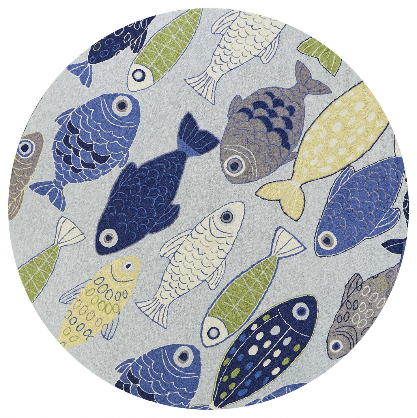 5' X 7' Light Blue School Of Fish Indoor Area Rug