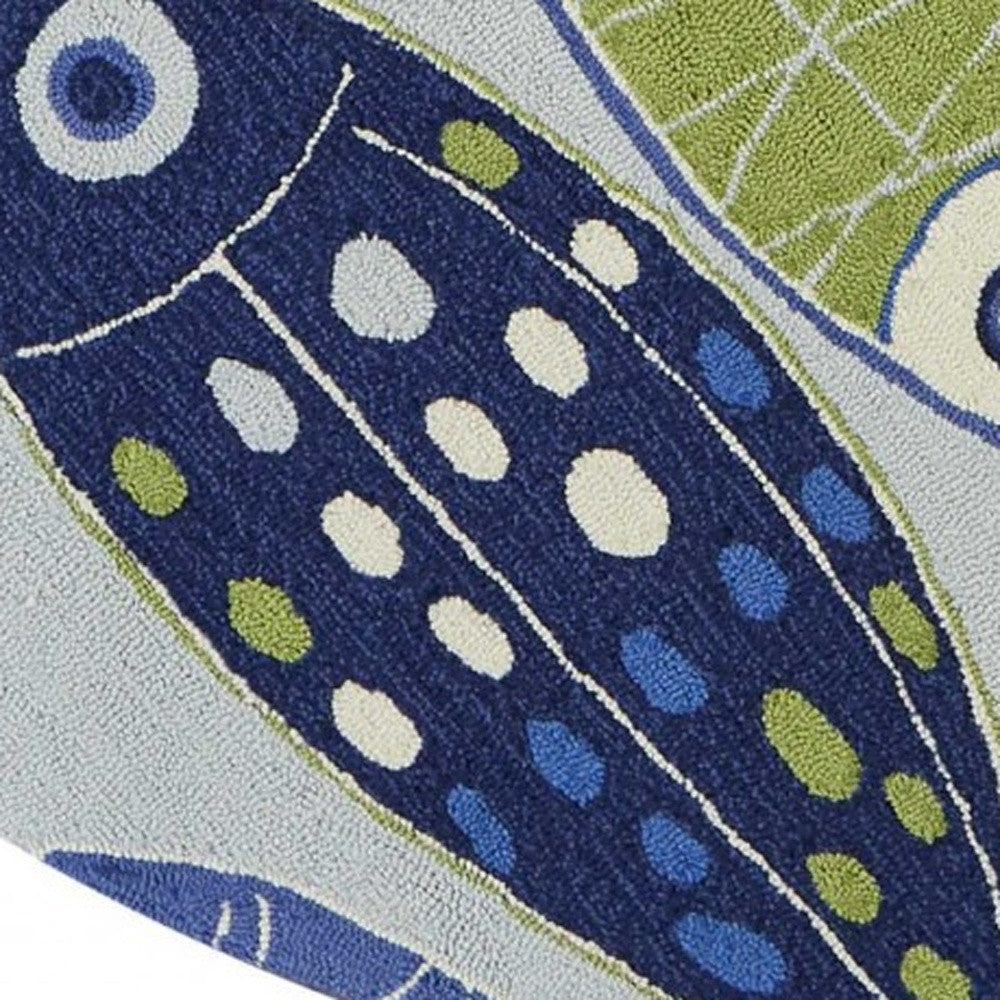 5' X 7' Light Blue School Of Fish Indoor Area Rug