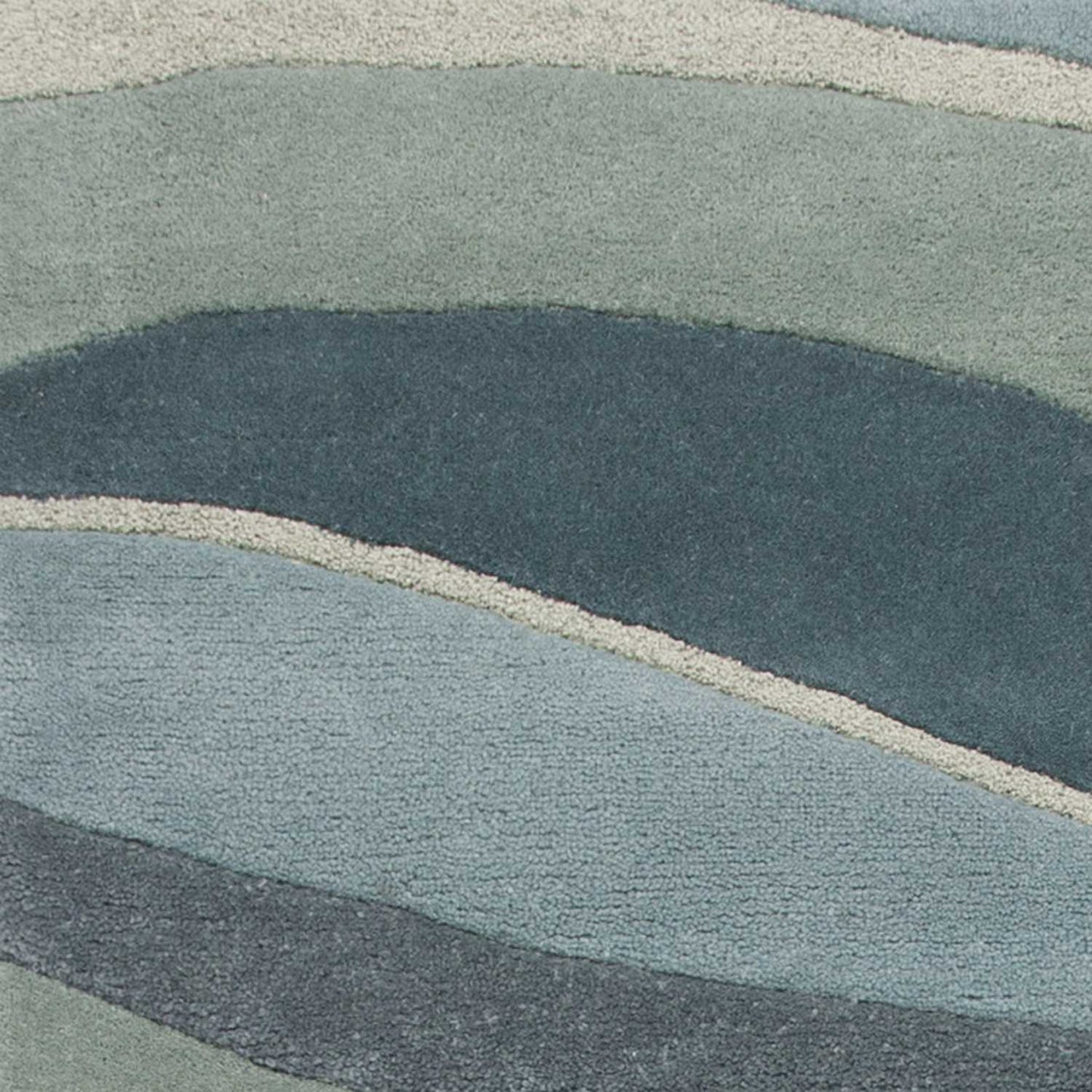 3'X5' Ocean Blue Teal Hand Tufted Abstract Waves Indoor Area Rug