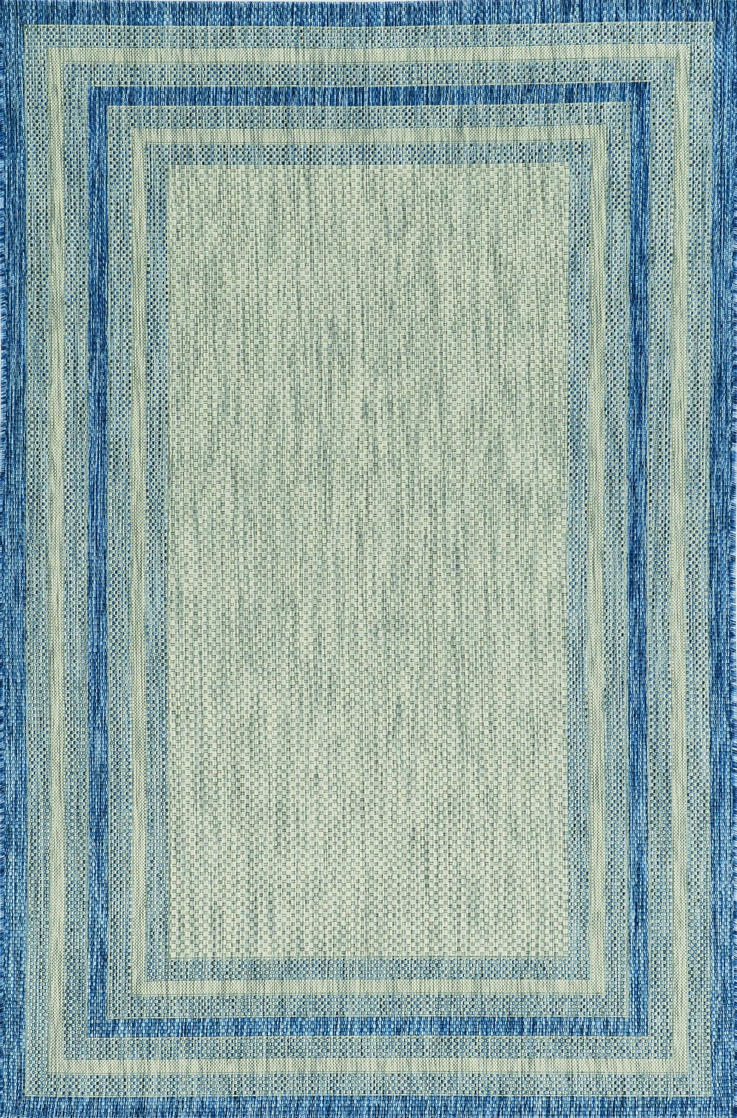 8'X11' Grey Denim Machine Woven Uv Treated Bordered Indoor Outdoor Area Rug
