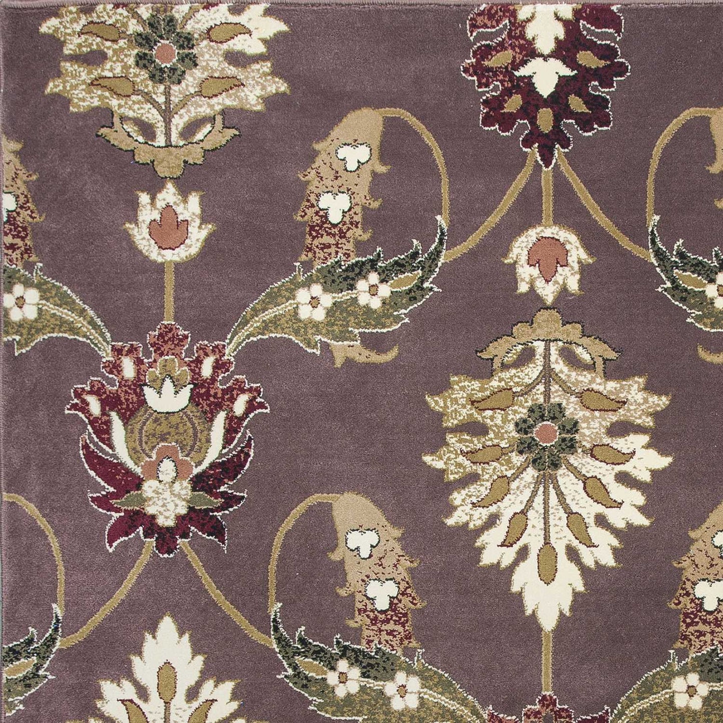 10'X13' Plum Machine Woven Floral Traditional Indoor Area Rug