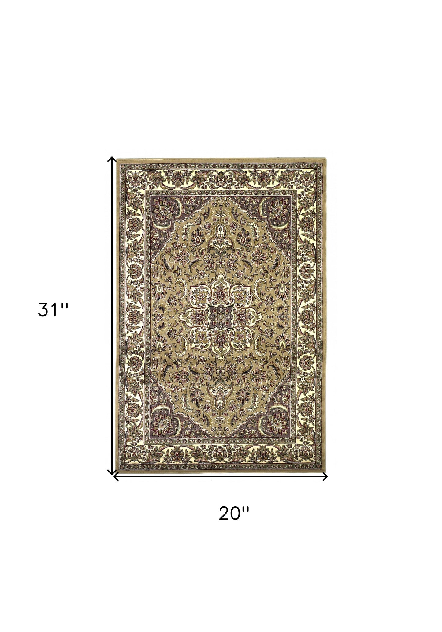 5'X8' Beige Ivory Machine Woven Floral Medallion Indoor Area Rug