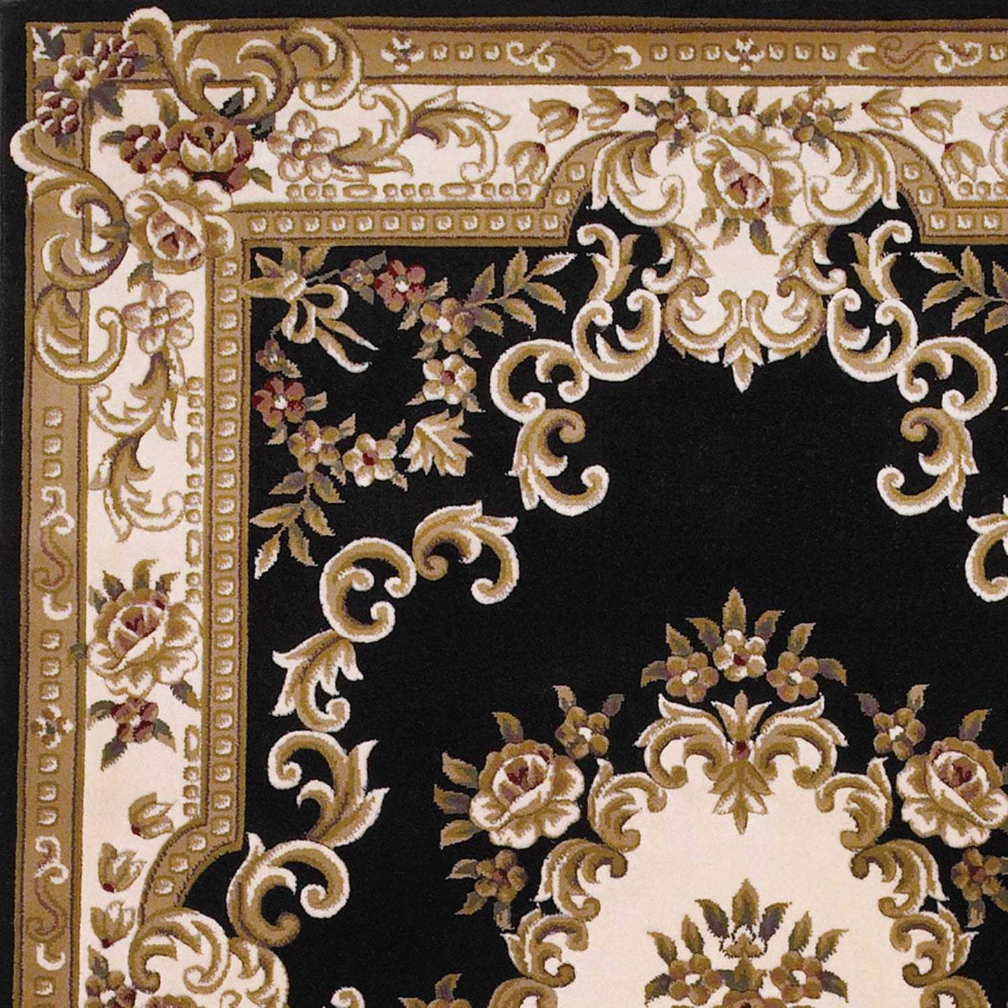 7' X 10' Polypropylene Blackor Ivory Area Rug