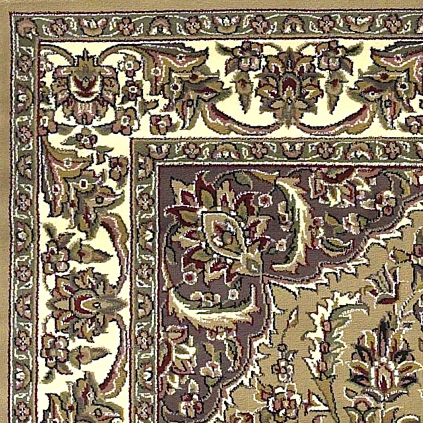 5'X8' Beige Ivory Machine Woven Floral Medallion Indoor Area Rug