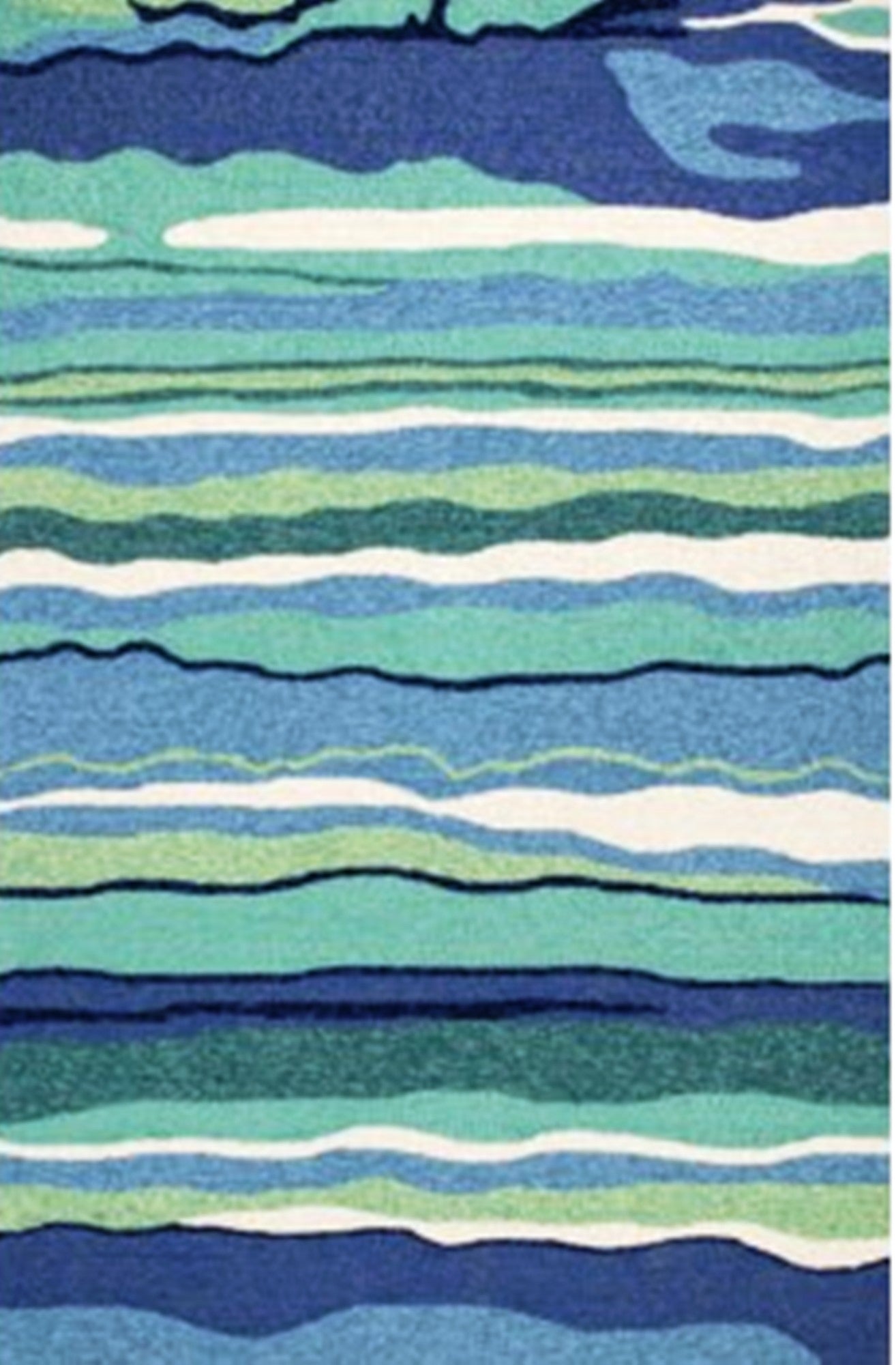 8'X10' Ocean Blue Hand Woven Uv Treated Ocean Waves Indoor Outdoor Area Rug
