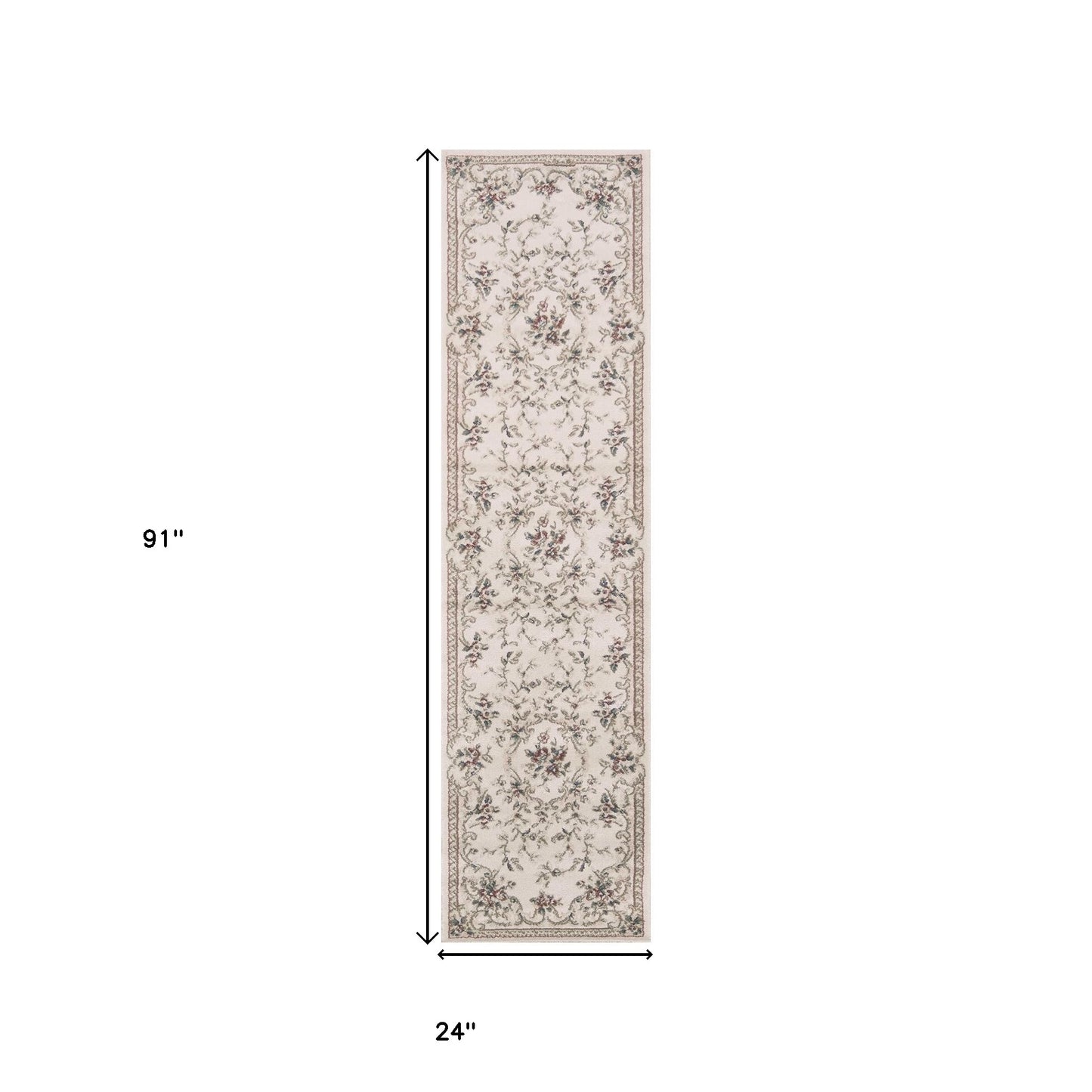 5'X8' Ivory Bordered Floral Indoor Area Rug