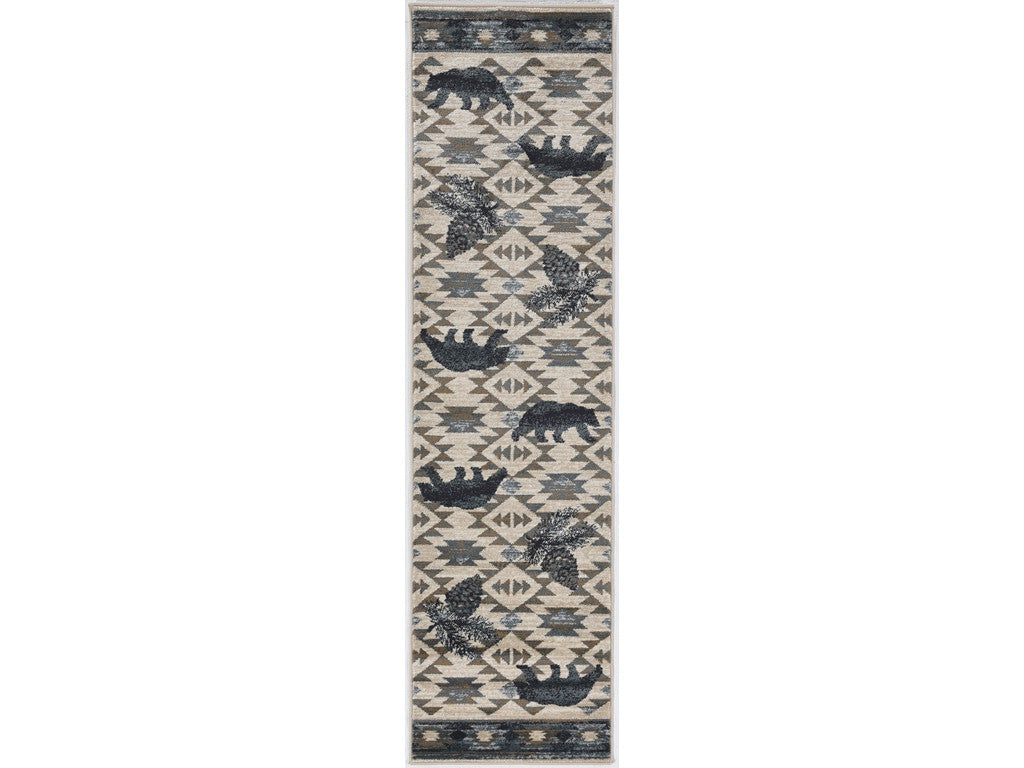 5' X 8' Ivory Or Blue Lodge Area Rug