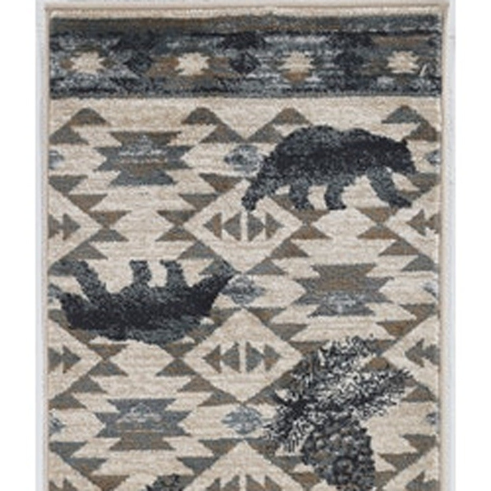 5' X 8' Ivory Or Blue Lodge Area Rug