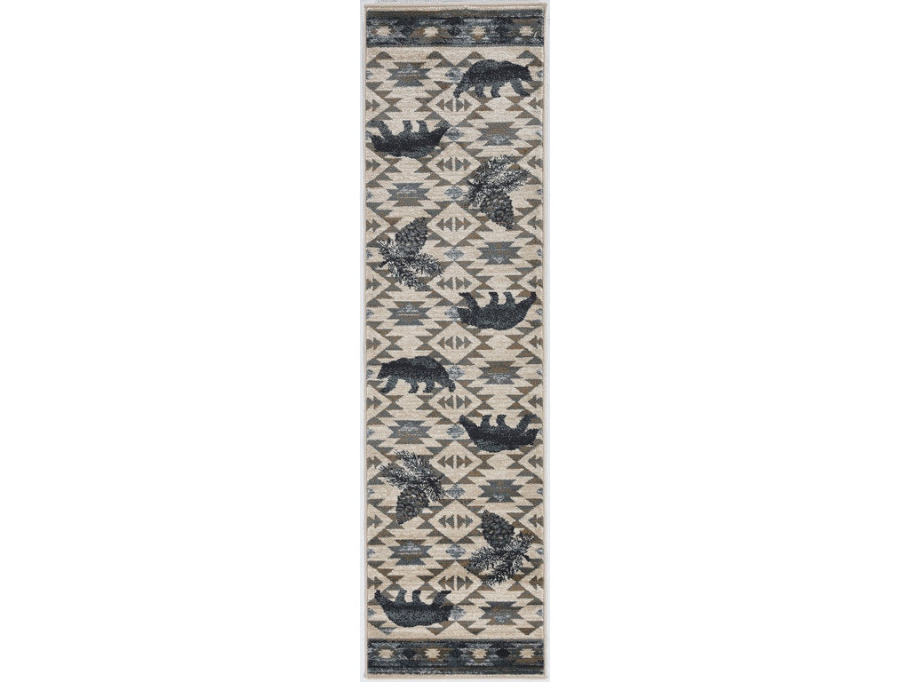 5' X 8' Ivory Or Blue Lodge Area Rug