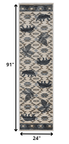 5' X 8' Ivory Or Blue Lodge Area Rug