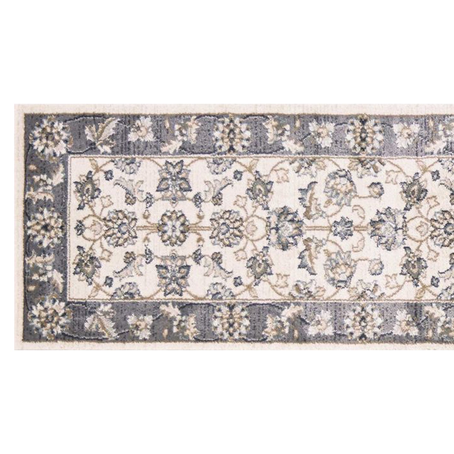 8' Ivory Grey Floral Round Indoor Area Rug