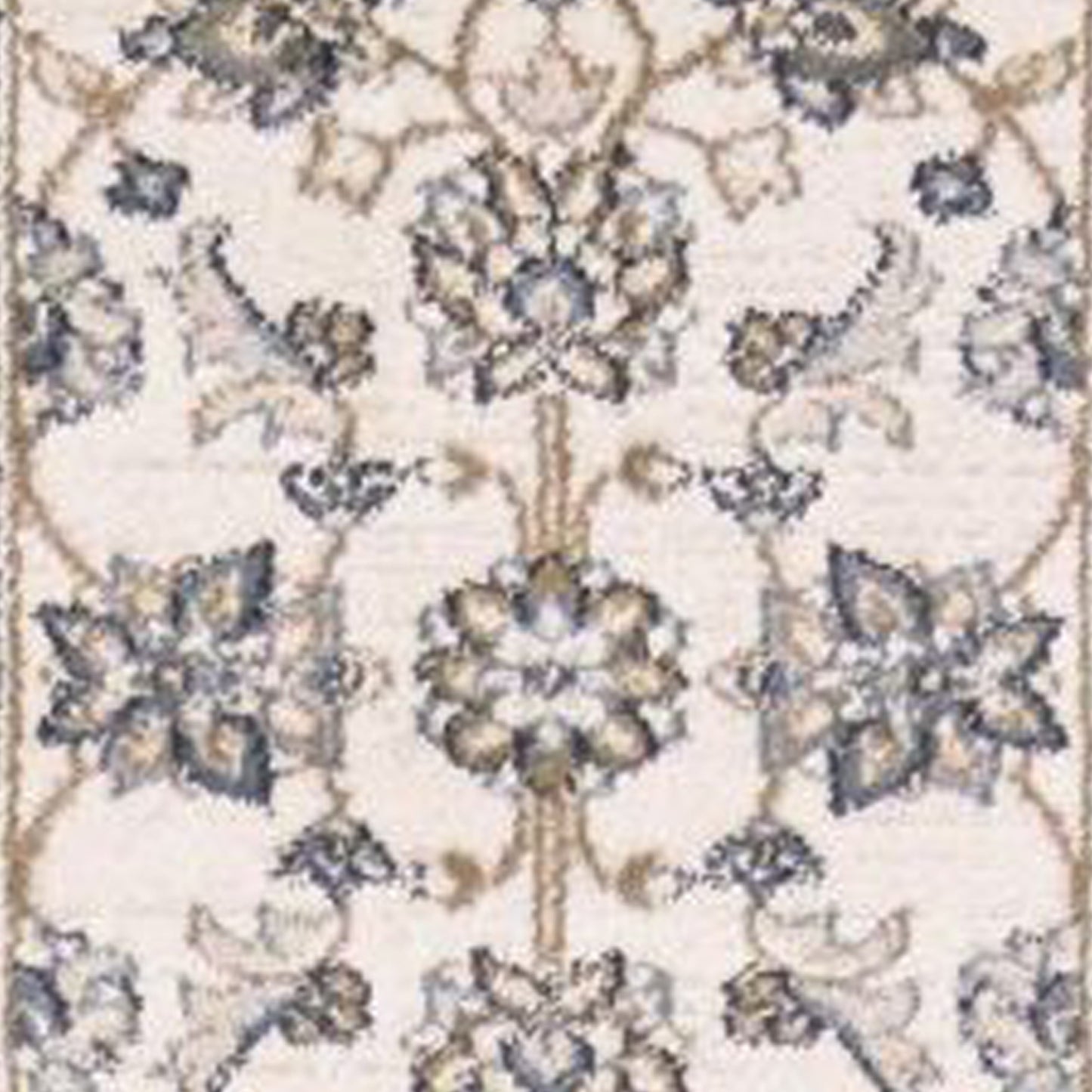 8' Ivory Grey Floral Round Indoor Area Rug
